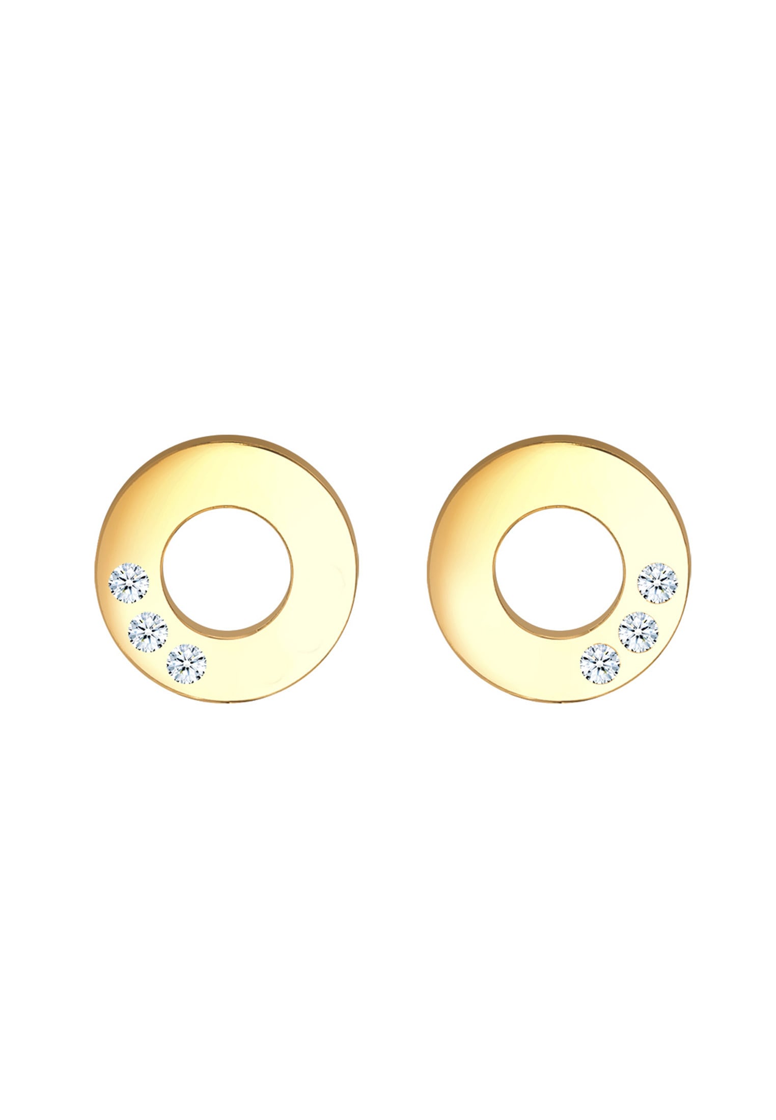 Elli DIAMONDS Paar Ohrstecker »Ohrringe Ohrstecker Kreis Diamant Brillantschliff (0.03 ct) 585 Gelbgold«