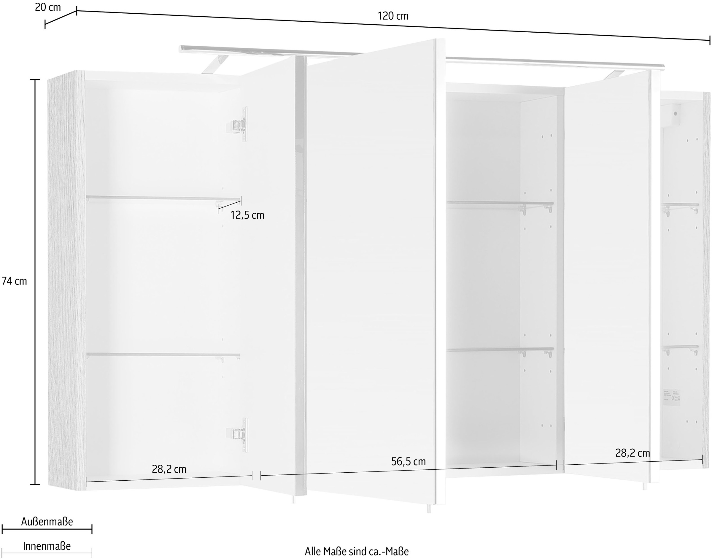 MARLIN Spiegelschrank »3040«, Breite 120 cm