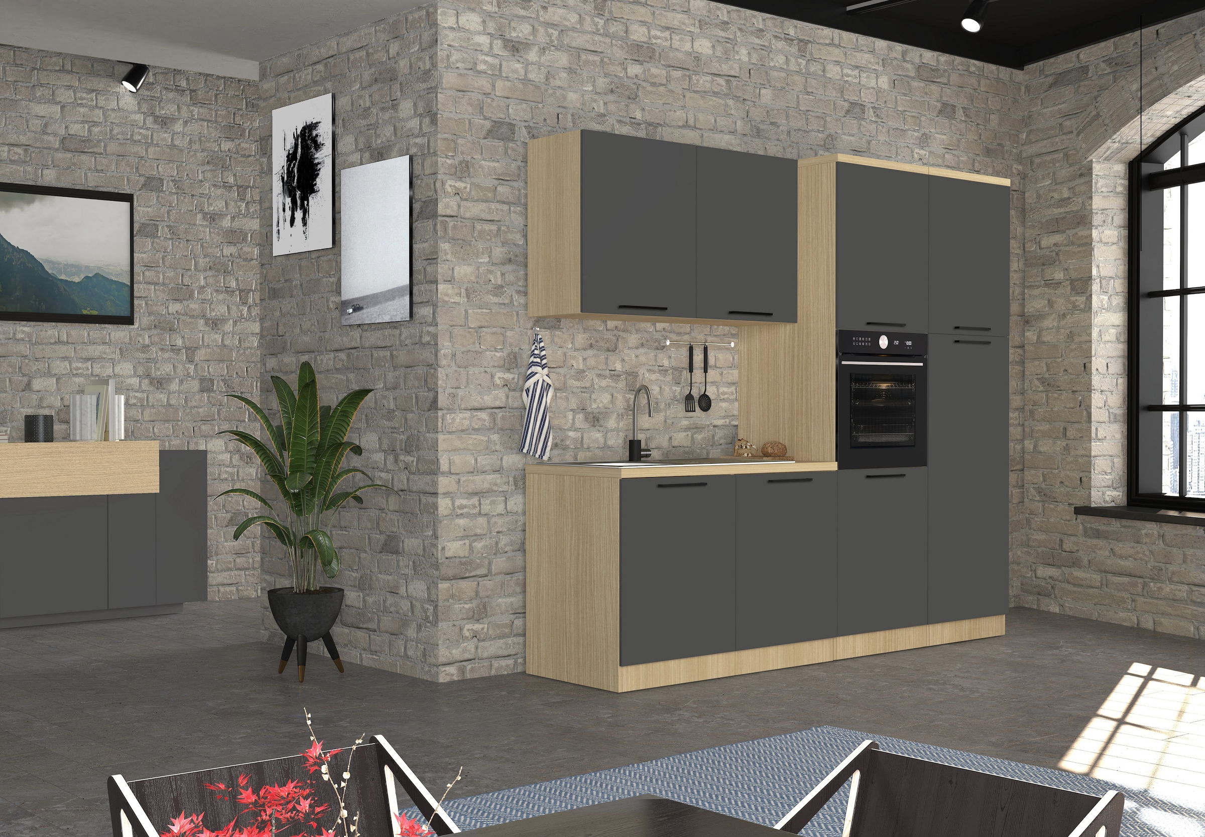 KOCHSTATION Spülenschrank »Luna, Unterschrank für Spüle, Küchenspülenschrank, Made in  Italy« B/T/H: 120×60×85 cm, inklusive Einbauspüle und Siphon