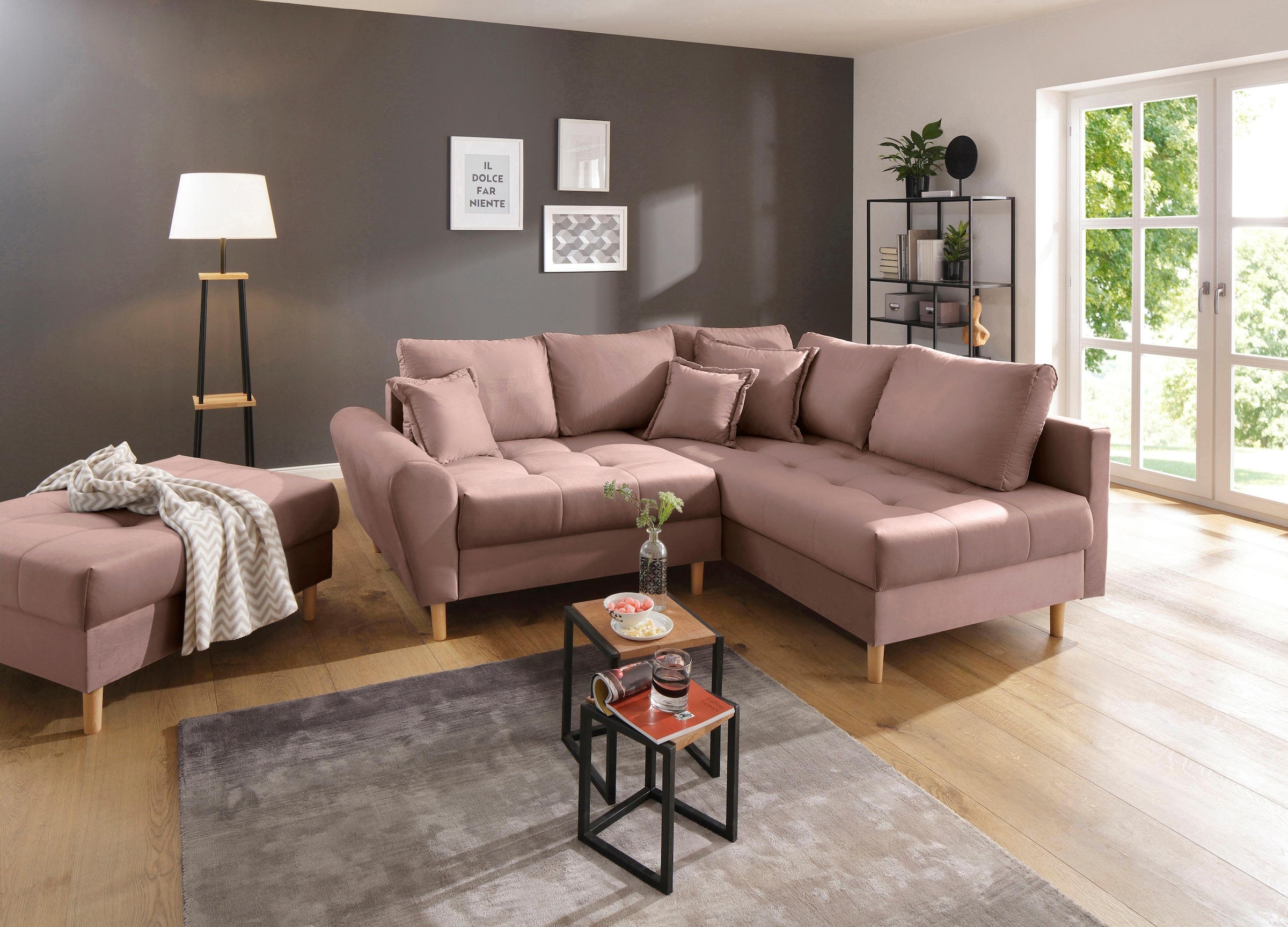 Home affaire Ecksofa »Rice«, incl. Hocker, mit Federkern auf Rechnung  bestellen