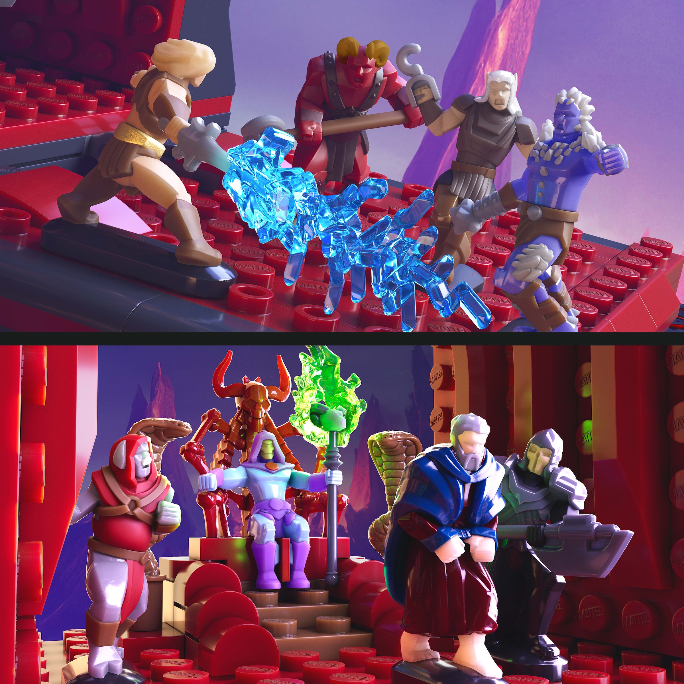 Mattel® Modellbausatz »Mattel Brick Shop Master of the Universe - Clash at Snake Mountain« 636 Stk. tlg. Bauset