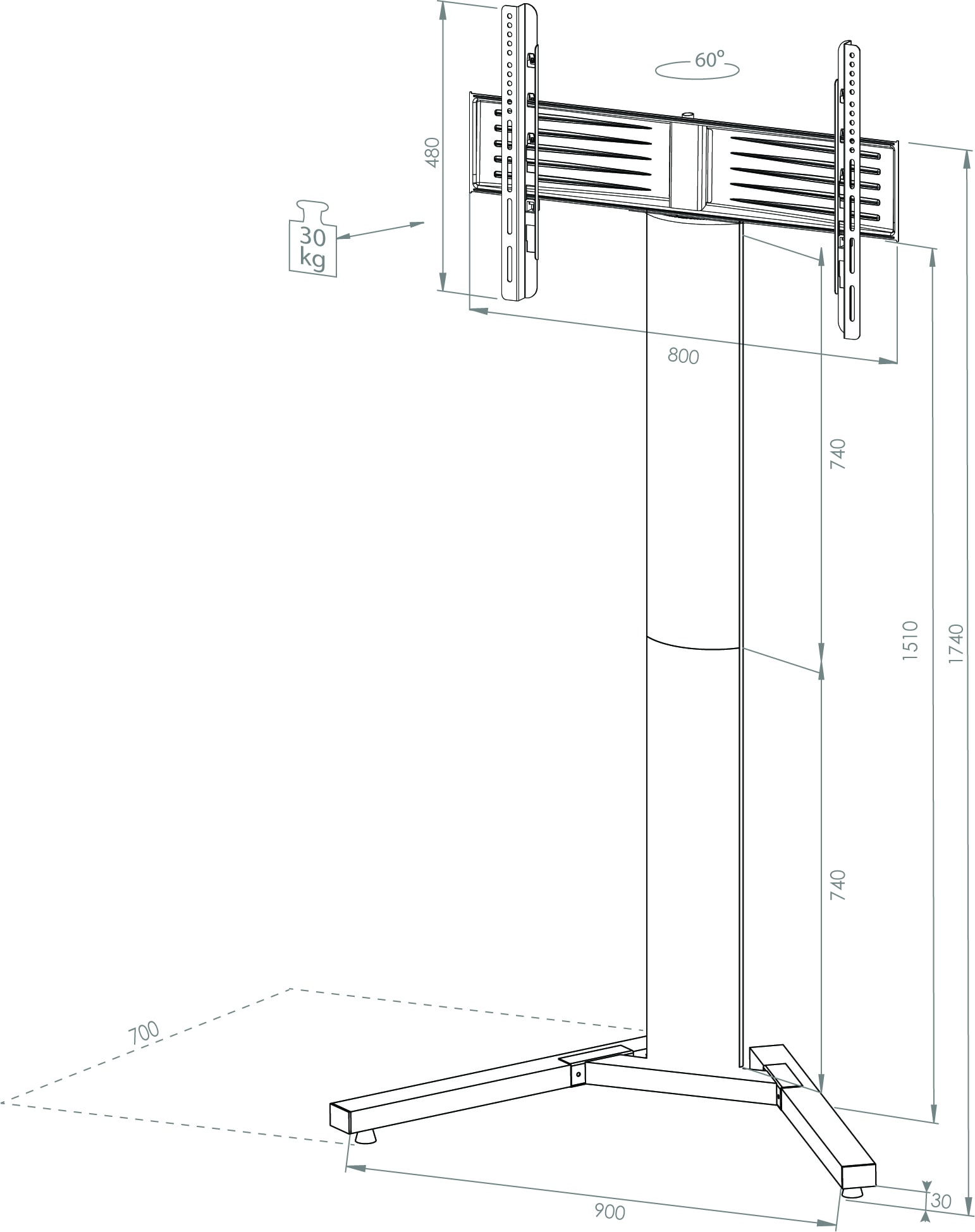 VCM TV-Rack »TV Fernseh Ständer Standfuß Alu Stadino Maxi« VCM Stadino, 