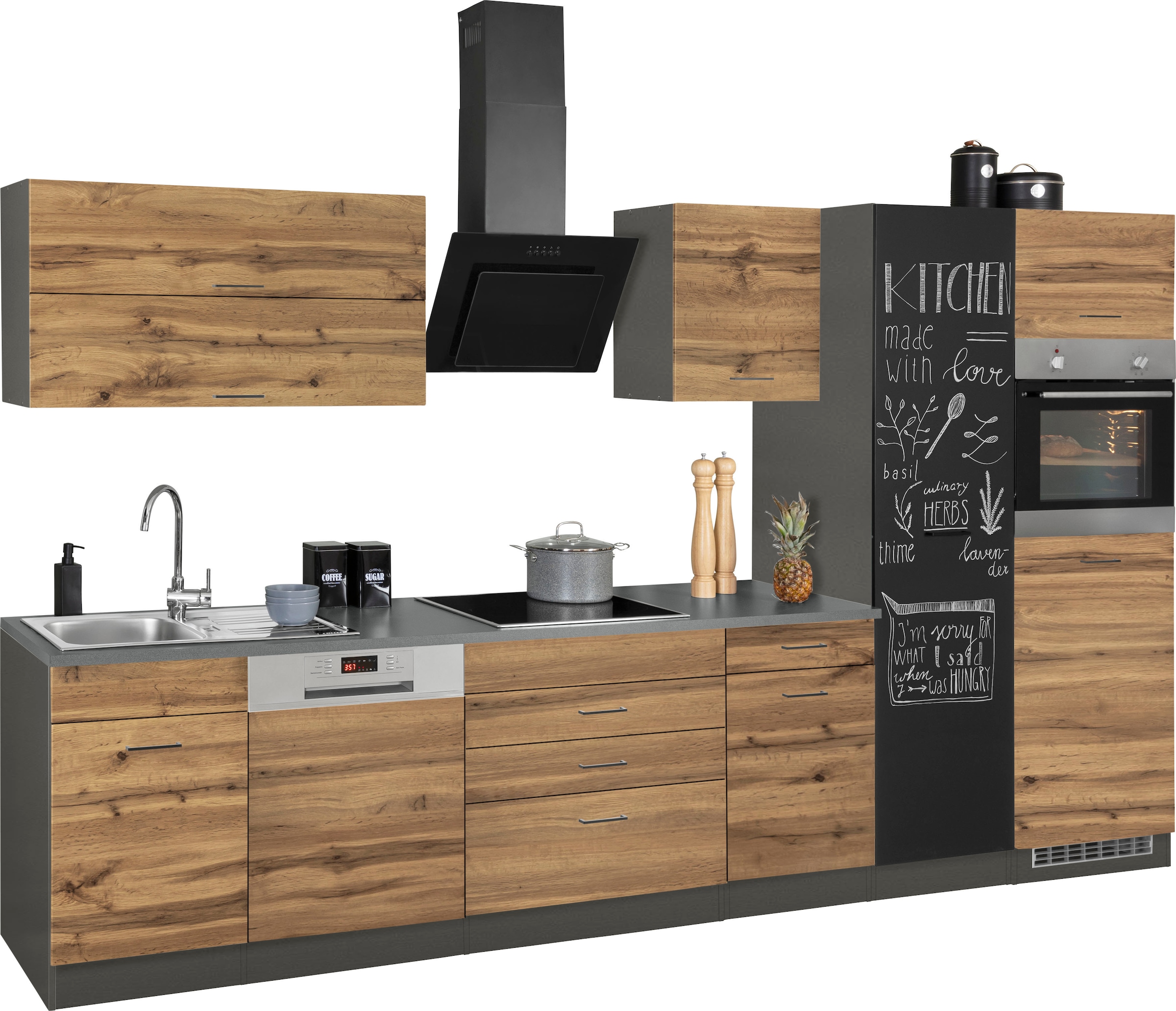 KOCHSTATION Küchenzeile »KS-Trier« ohne E-Geräte, Breite 350 cm