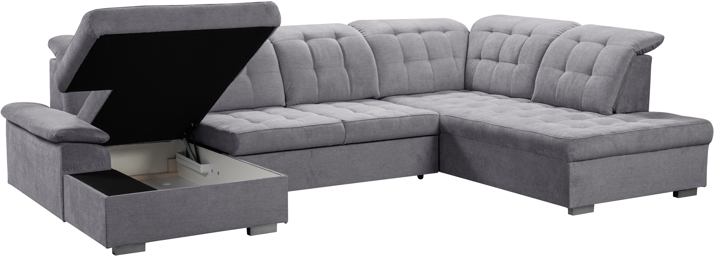 WERK2 Wohnlandschaft »Kordula-New U-Form«, Sofa in U-Form mit Schlaffunktion & Bettkasten, Schlafcouch