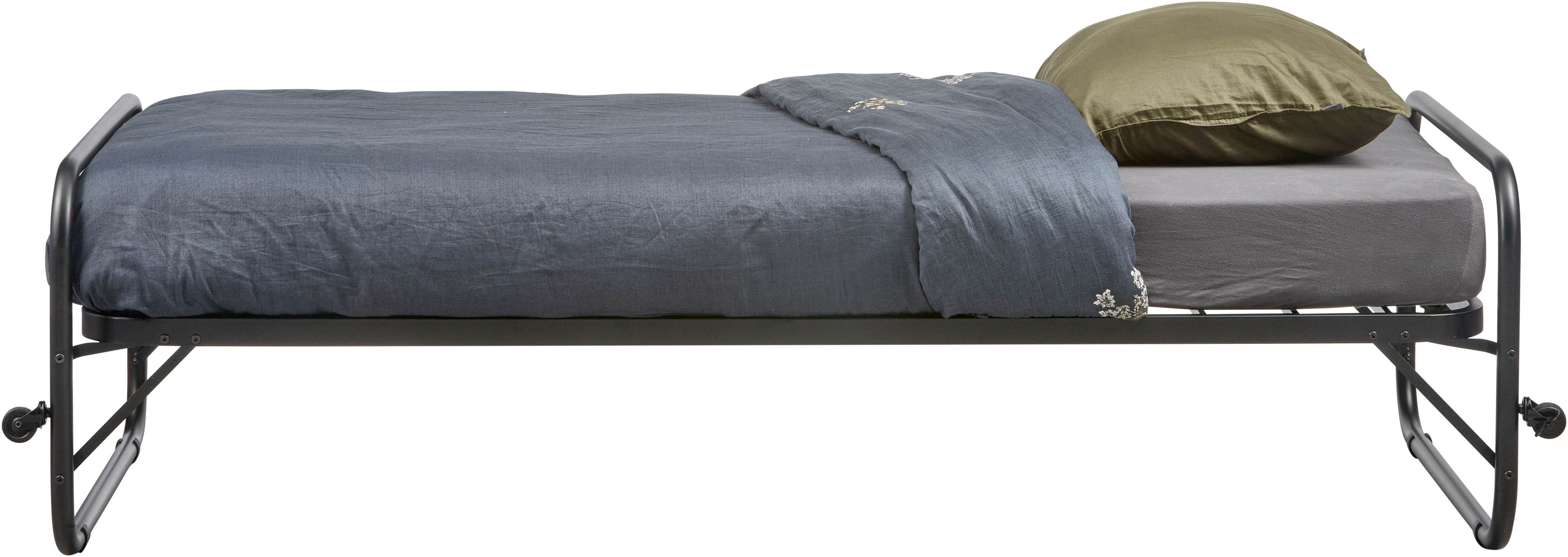 WOOOD Bettgestell »Lucy Metallrahmen pulverbeschichtet zusammenklappbar, 206 x 96 x 57 cm« Eingeklappt 30 cm hoch, Tragkraft 150 kg, Matratzenmaß 90x200 cm