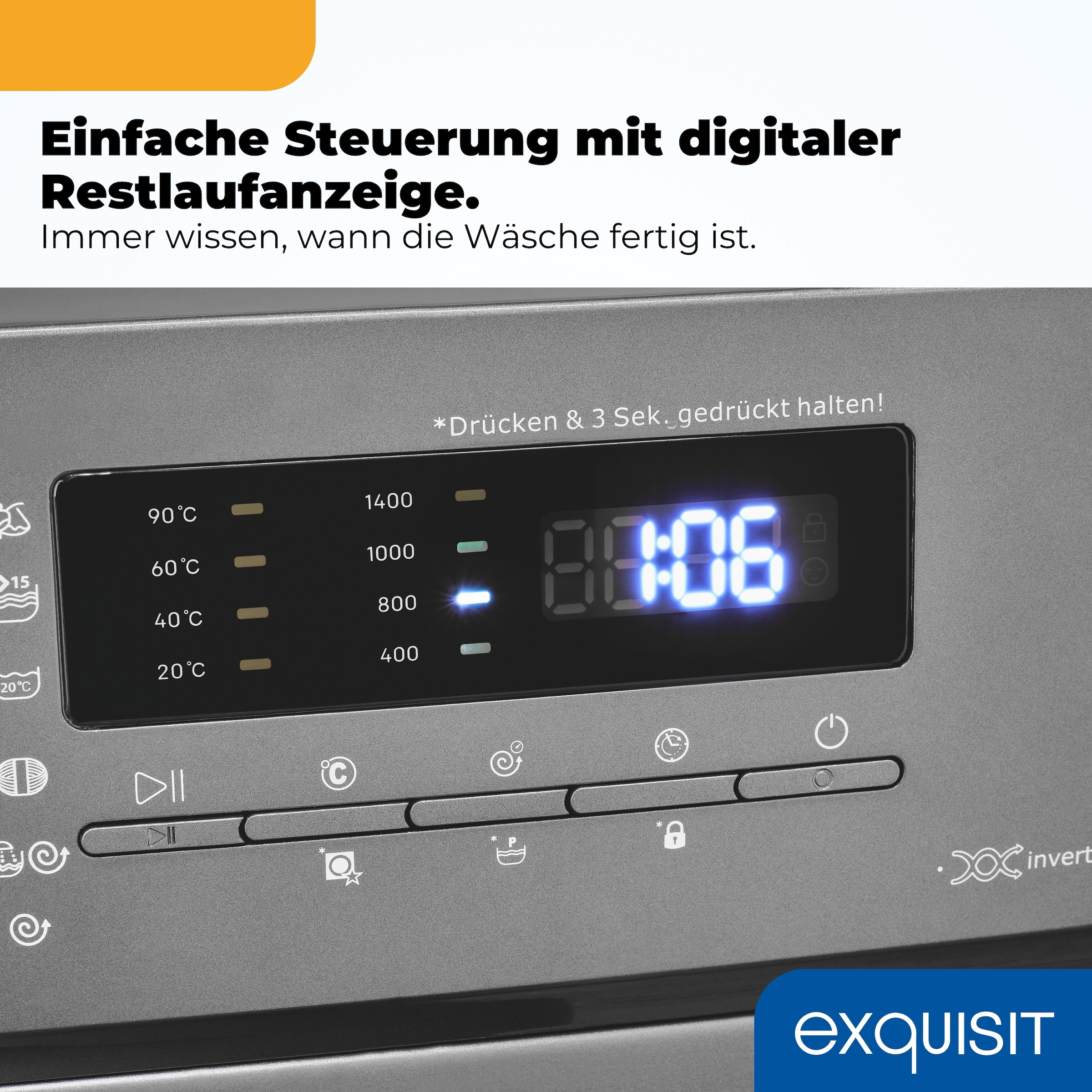 exquisit Waschmaschine »WA7014-021A inoxlook-az« 7 kg Kurzprogramm-frische Wäsche nach 15 Minuten,AquaStop-Vollwasserschutz