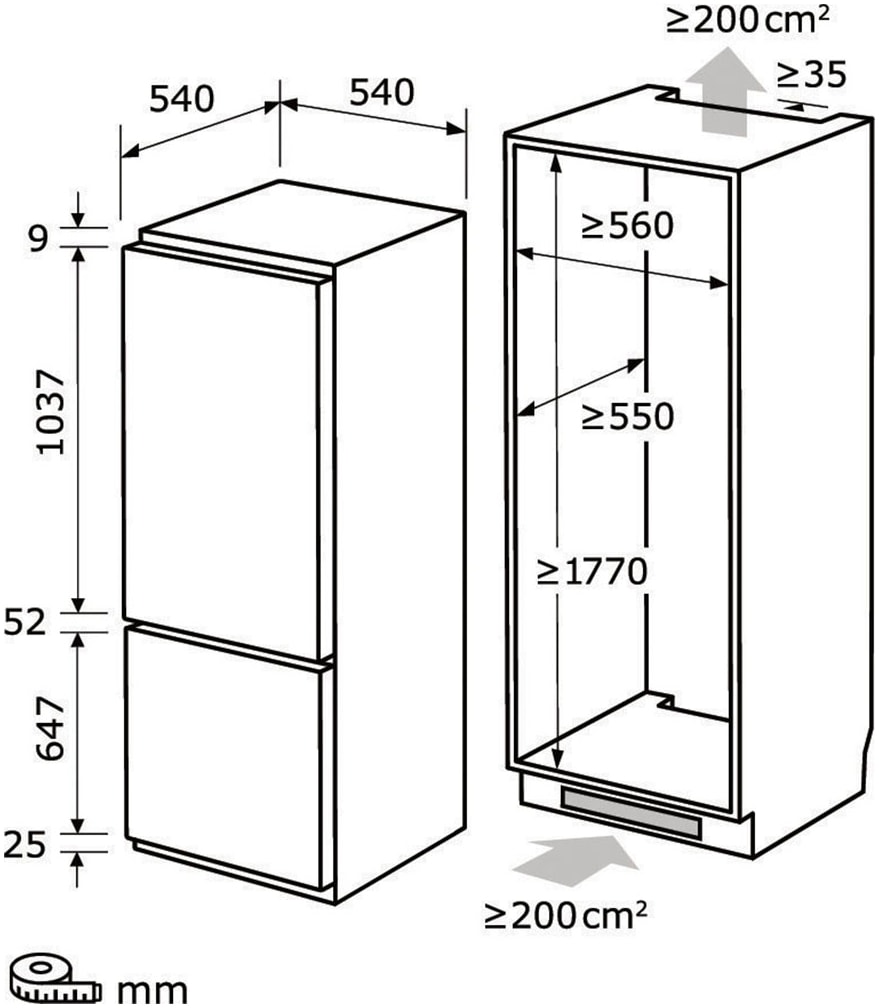 exquisit Einbaukühlgefrierkombination »EKGC270-70-E-040D«, EKGC270-70-E-040D, 178 cm hoch, 54 cm breit