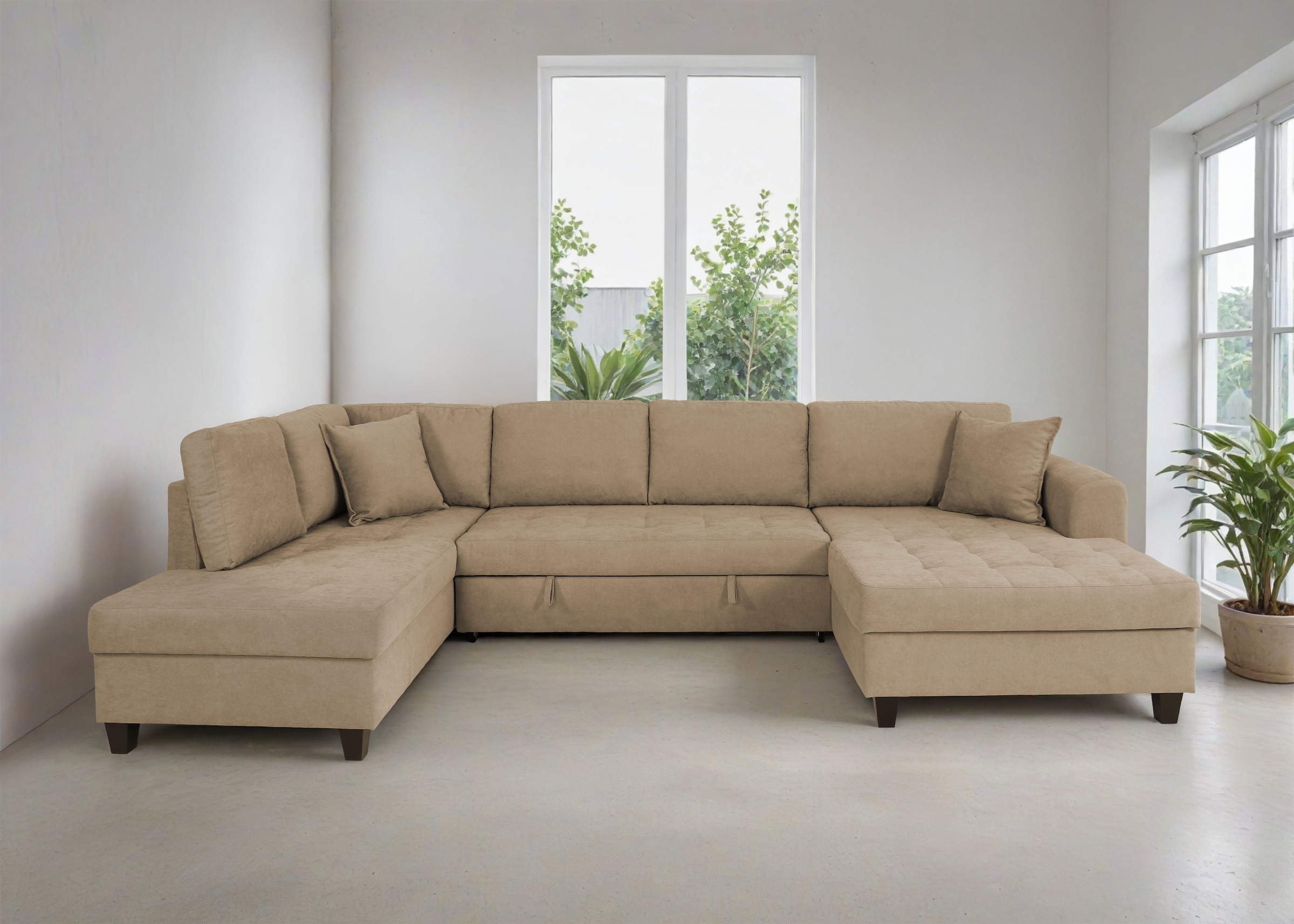 Trends by HG Wohnlandschaft »Moritz, U-Form« inkl. Bettfunktion und Bettkasten, inkl. 2 Zierkissen