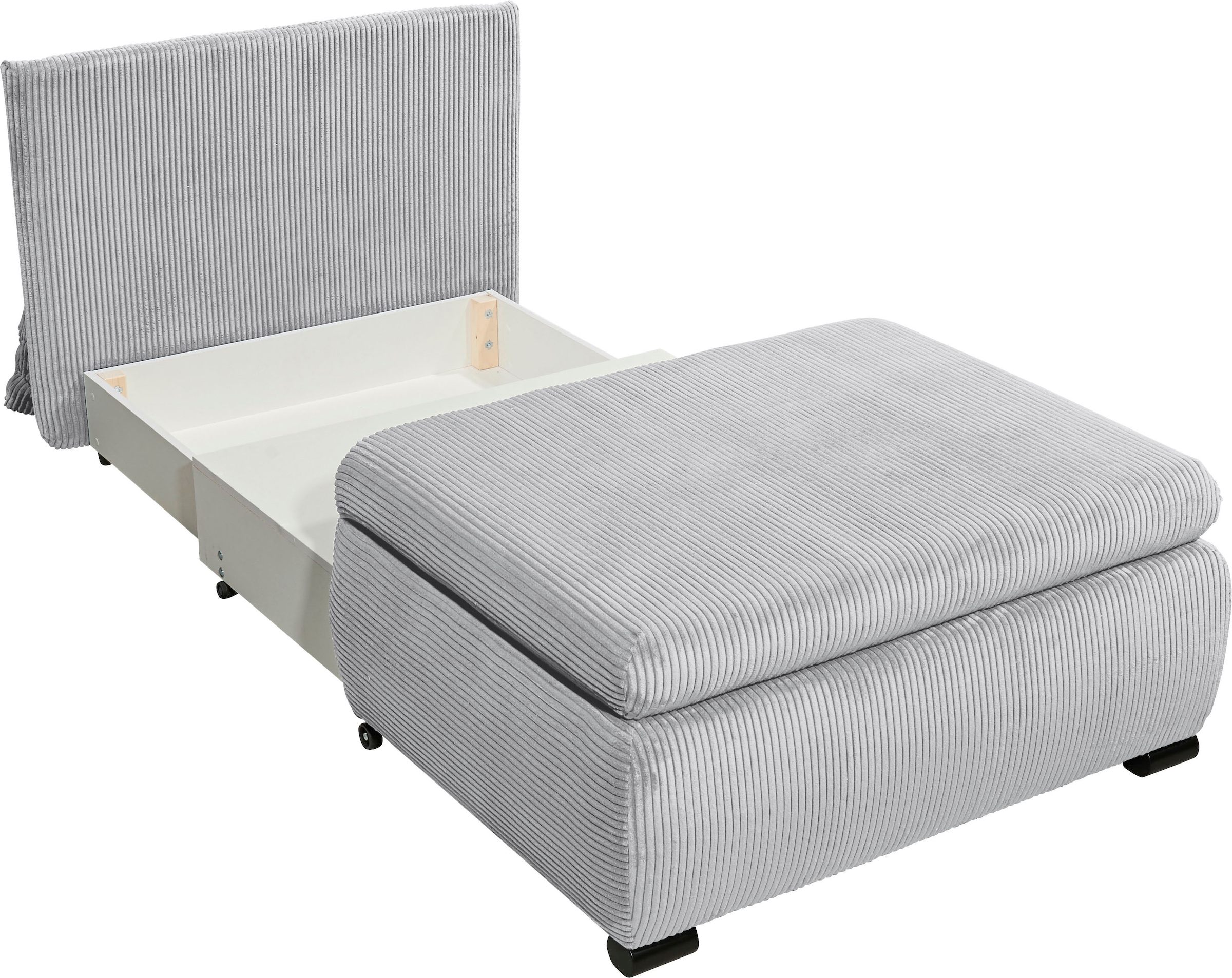 ED EXCITING DESIGN Schlafsofa »Charlie«, frei im Raum stellbar, mit Bettkasten, Schlaffunktion & 1 Rückenkissen