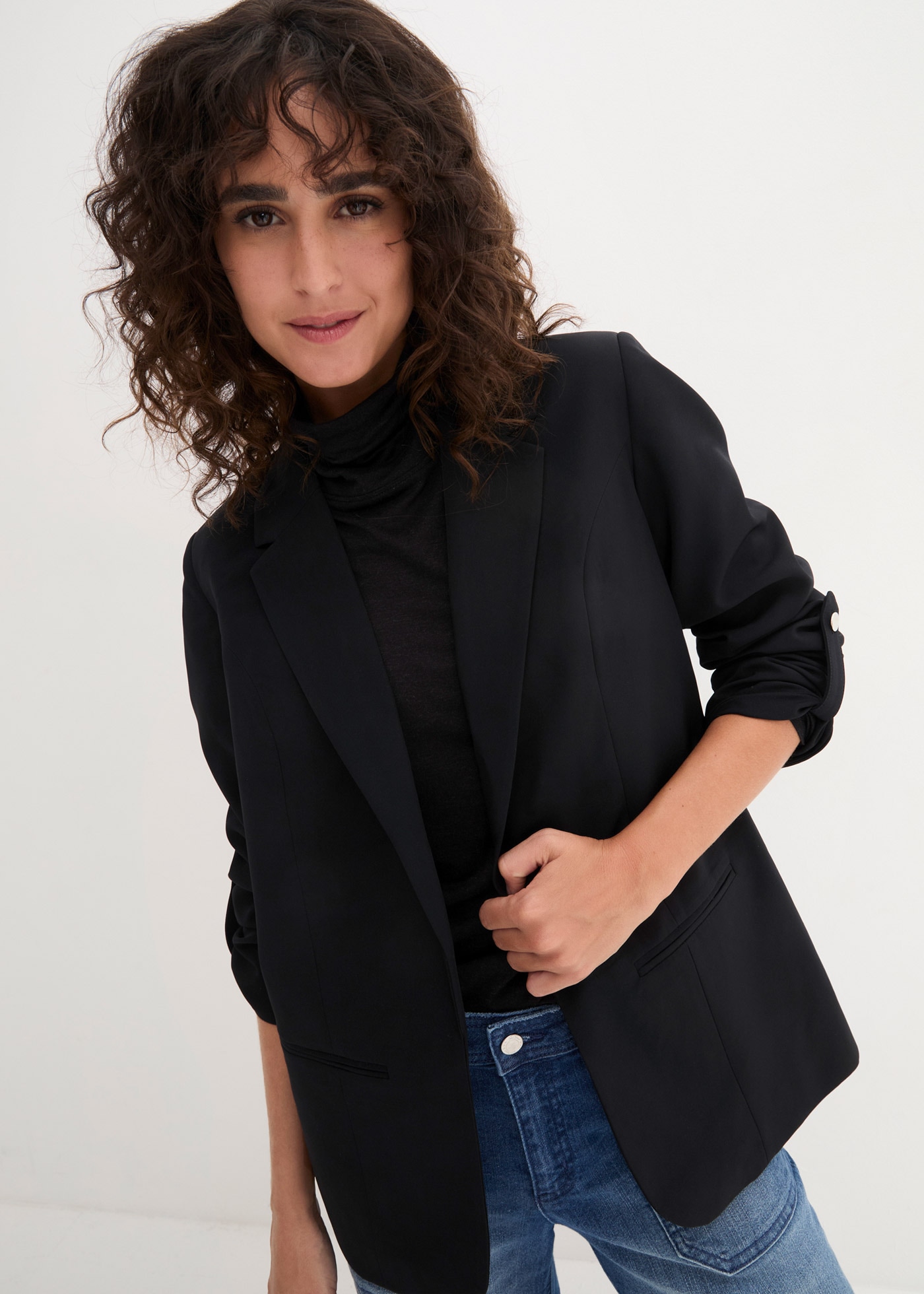 bonprix Jackenblazer »Blazer« mit klassischem Reverskragen, mit Stretch-Material, Krempelärmel