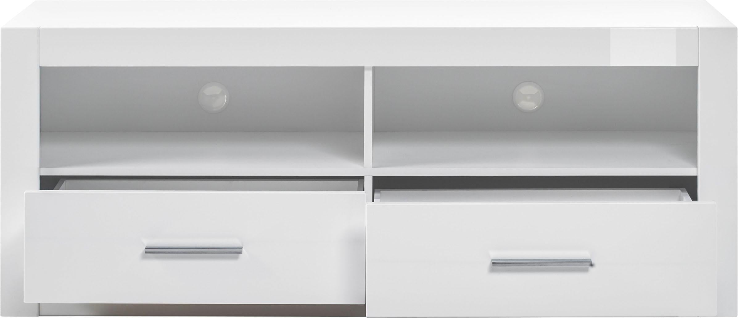 Home affaire Lowboard »Bianco, TV-Unterteil, moderne Kommode, TV-Schrank in Weiß Hochglanz« zeitlos, ausreichend Stauraum, vielseitig einsetzbar, 150 cm breit
