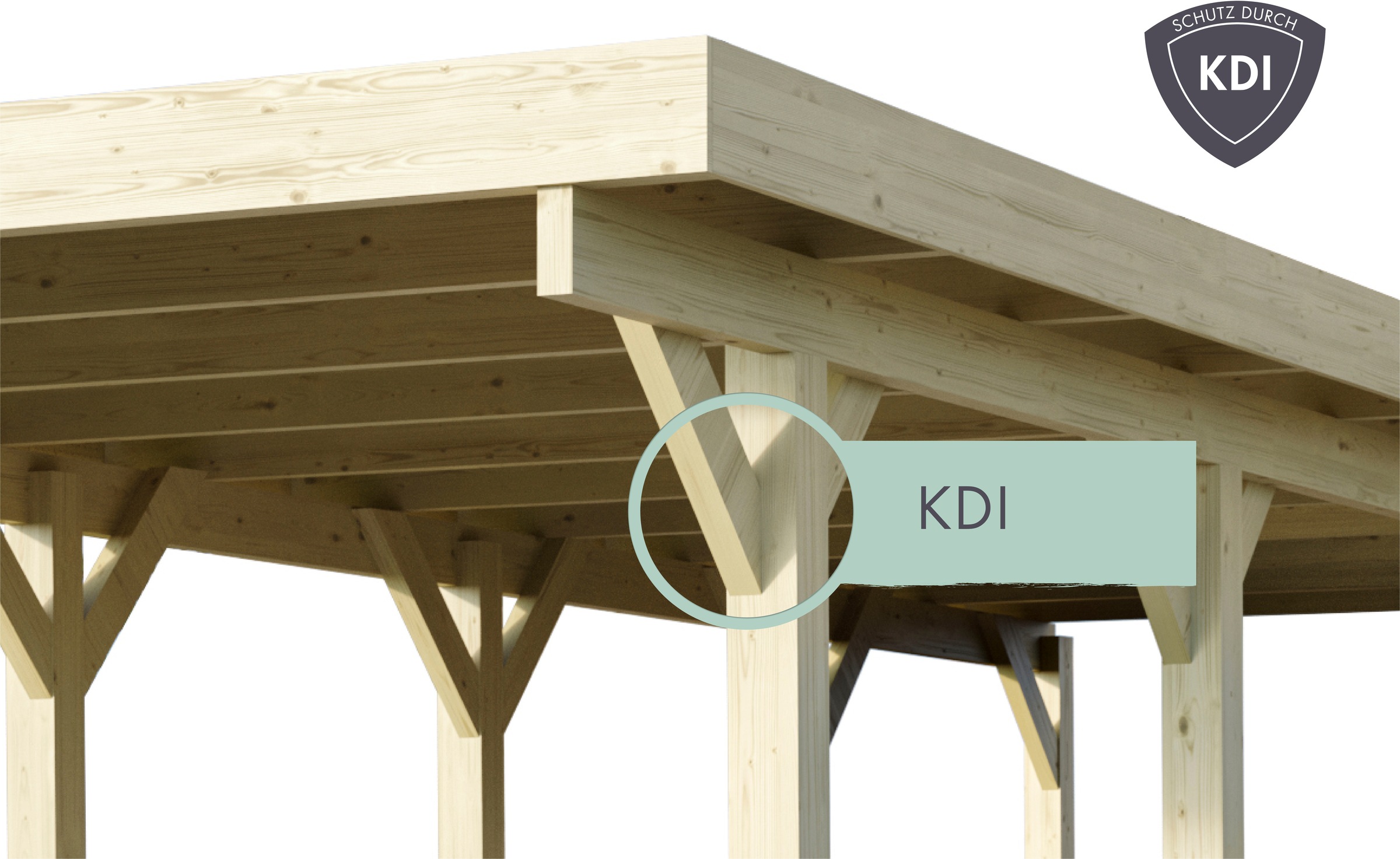Karibu Einzelcarport »Classic 2«, Holz, 250 cm, natur, mit Geräteraum