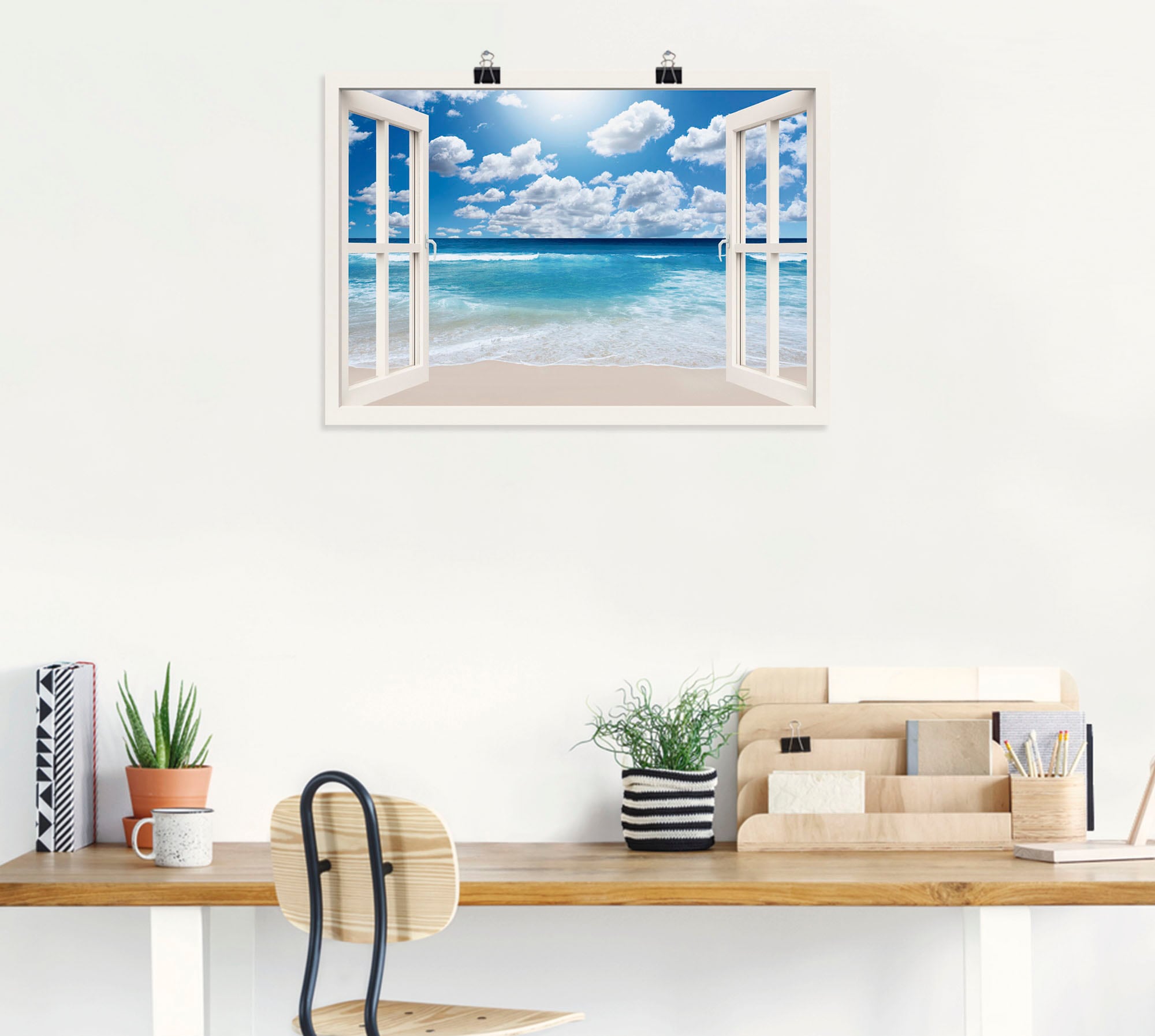 Artland Wandbild »Fensterblick Großartige Strandlandschaft«, Fensterblick, (1 St.), als Leinwandbild, Poster, Wandaufkleber in verschied. Größen