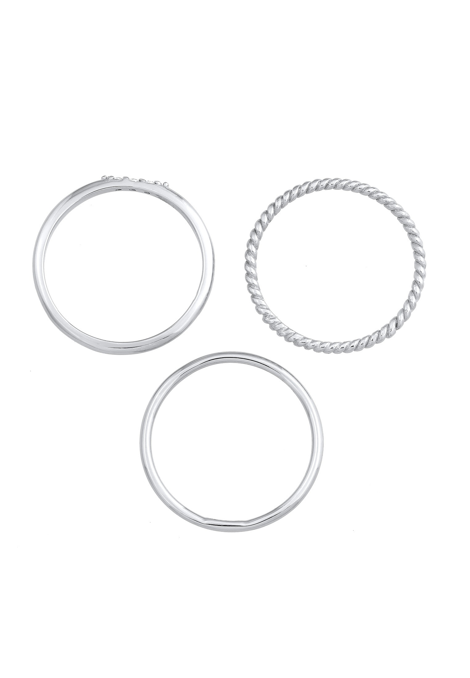 Elli Ring-Set »Ring Zirkonia Kordel Basic Stapel (3 tlg.) 925 Silber«