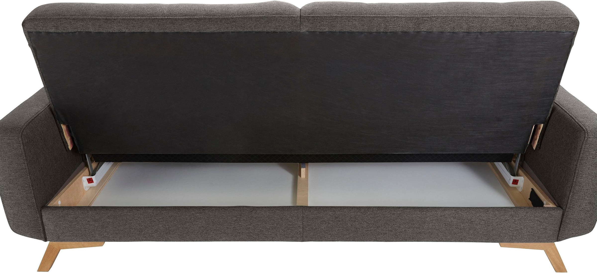 exxpo - sofa fashion 3-Sitzer »Fiord, aktuelles Design, tolle Detailverarbeitung im Sitz und Rücken«, bequem, wahlweise Kippcouch mit Bettfunktion und Bettkasten, Holzfuß