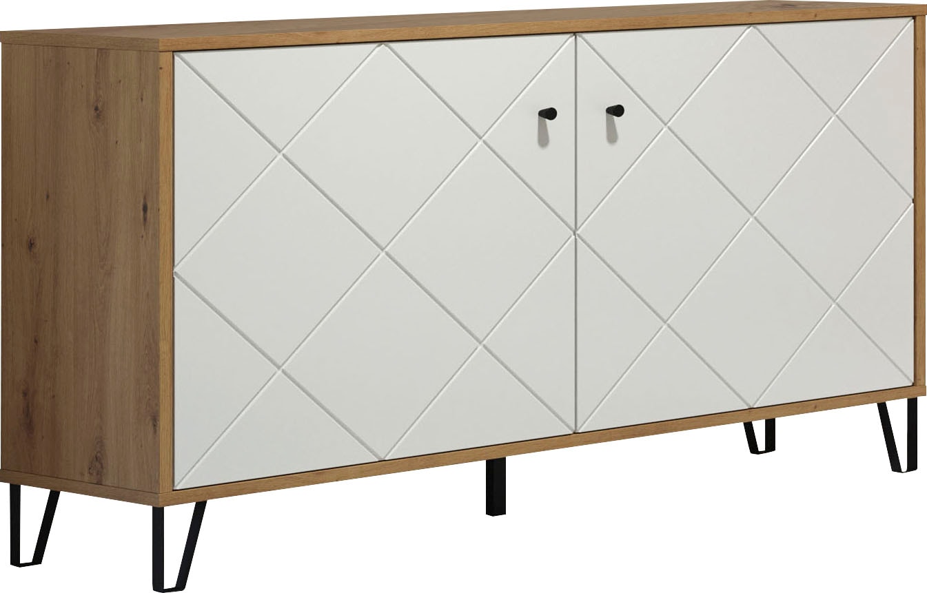 Places of Style Sideboard »Tarragona«, Kommode, Fräsungen in Rautenoptik, Breite 123 cm