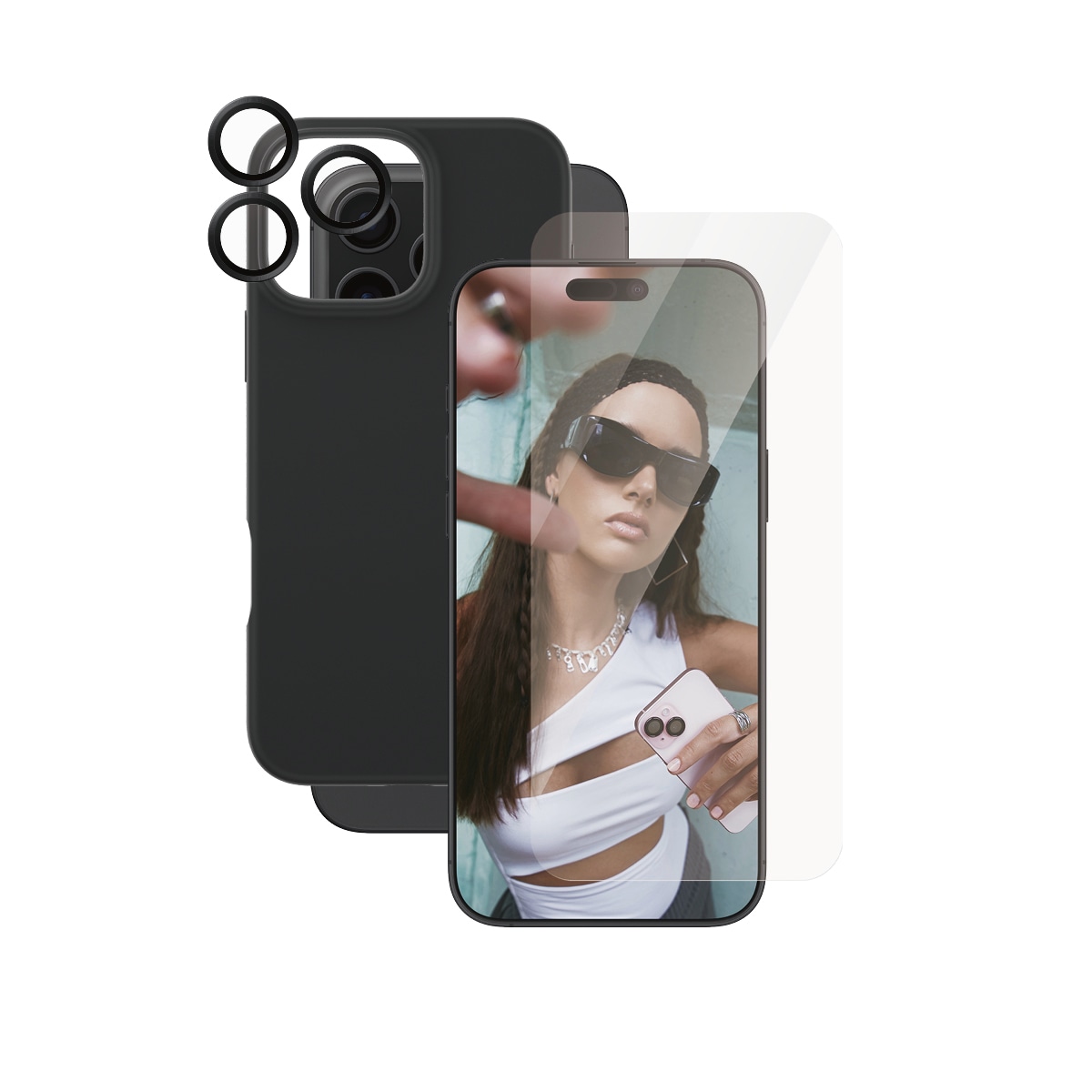 CARE by PanzerGlass Displayschutzglas »3-in-1 Protection, Glass, Case, Lenscover«, für Apple iPhone 16 Pro Max, Displayschutzfolie, Schutzfolie, Bildschirmschutz, kratz- & stoßfest