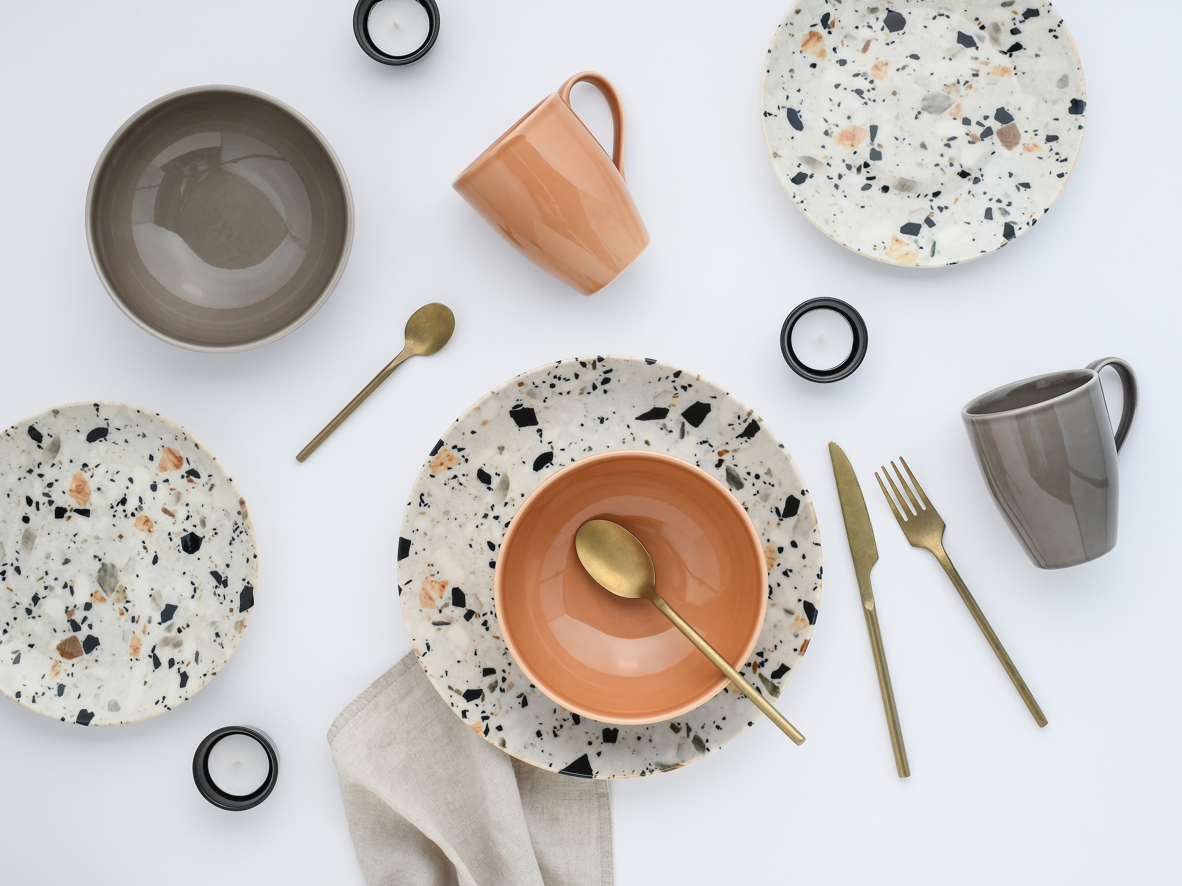 CreaTable Kombiservice »Terrazzo Mix, Service 16-tlg.« Unregelmäßige Steine, Steinoptik