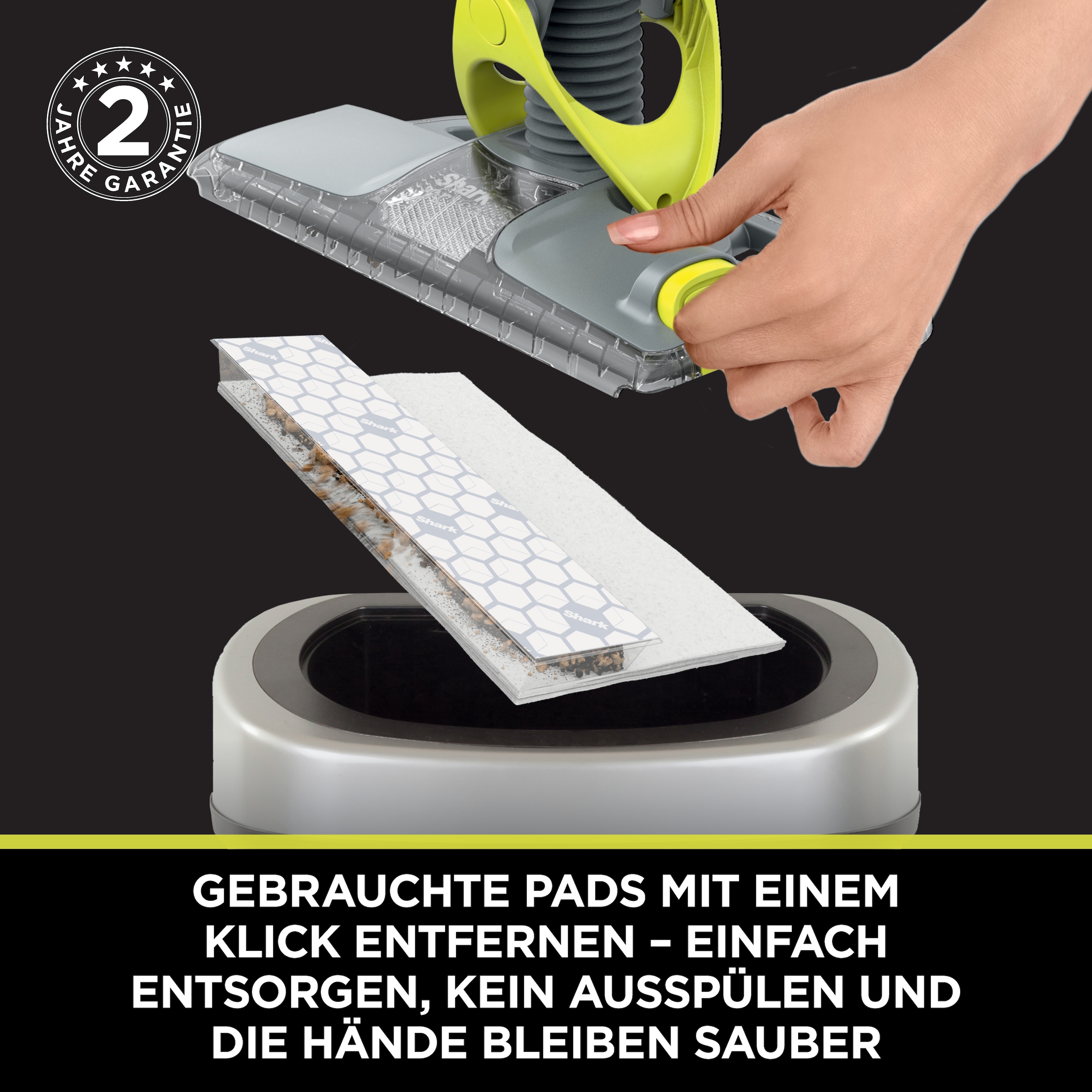 Shark Akku-Wischmopp »Shark VacMop 2-in-1 kabelloser Staubsauger und Sprühmopp VM200EU« VOLLSTÄNDIGE REINIGUNG MIT EINEM EINZIGEN EINWEGPAD, kabellos, leicht