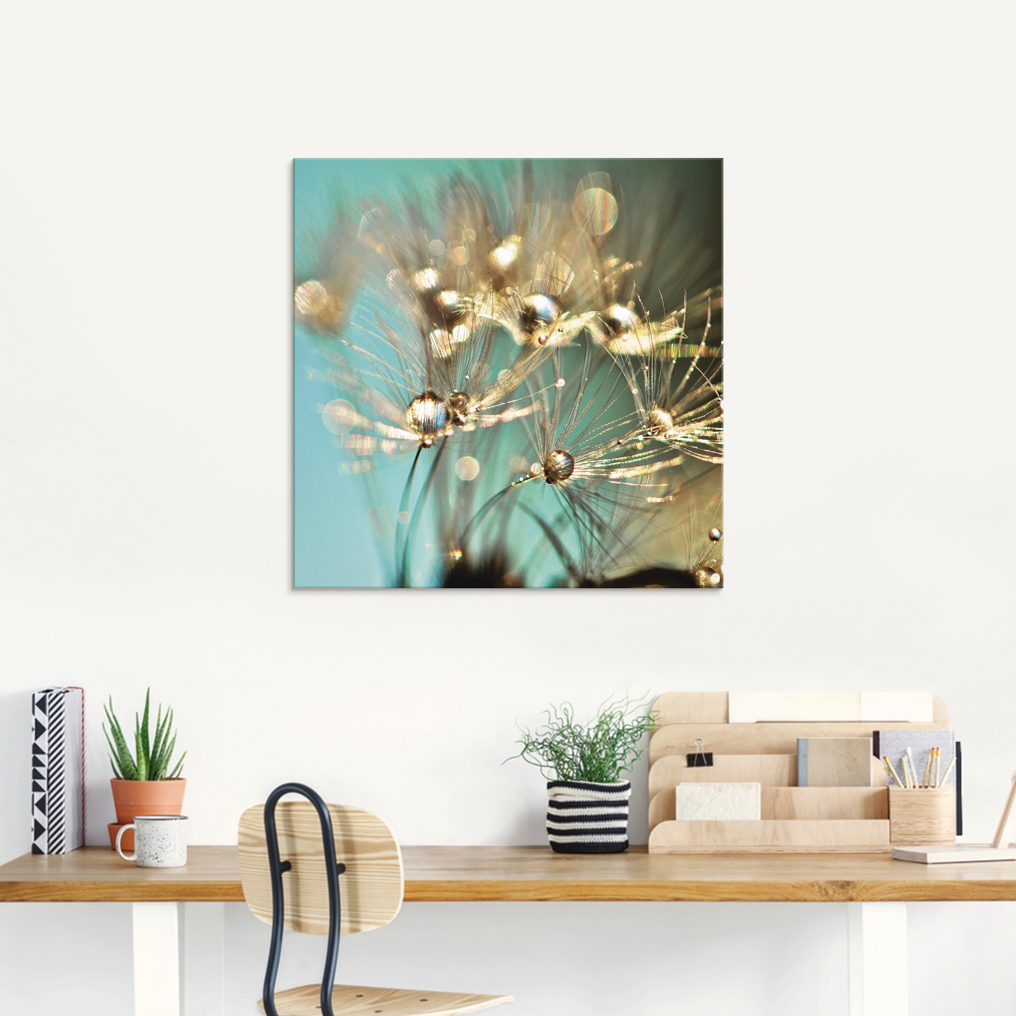 Artland Glasbild »Pusteblume glänzendes in St.), verschiedenen Gold«, bequem Größen bestellen Blumen, (1