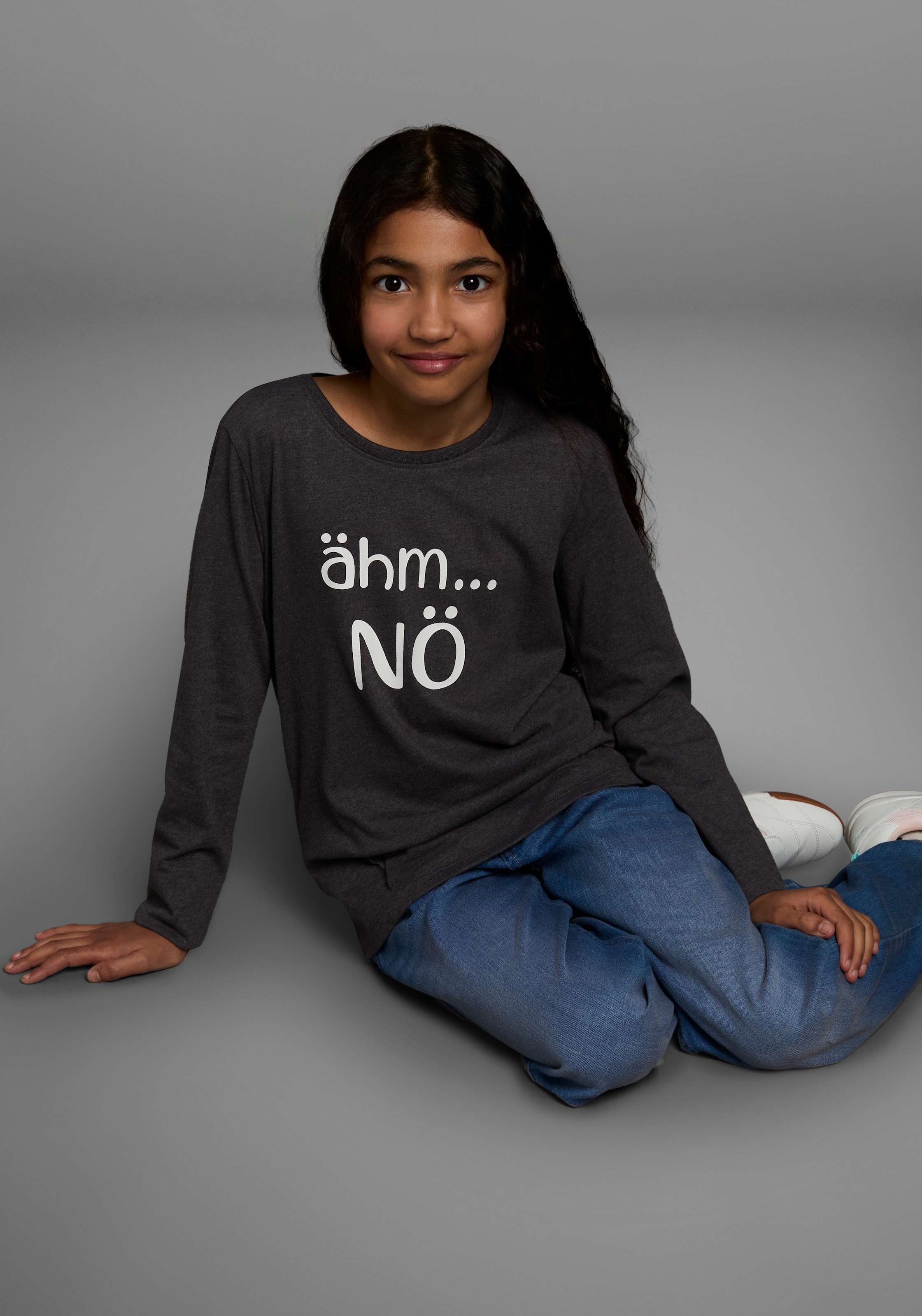 KIDSWORLD Langarmshirt »ähm ...NÖ«, Langarm, taillierter Schnitt, mit Statements und Sprüchen