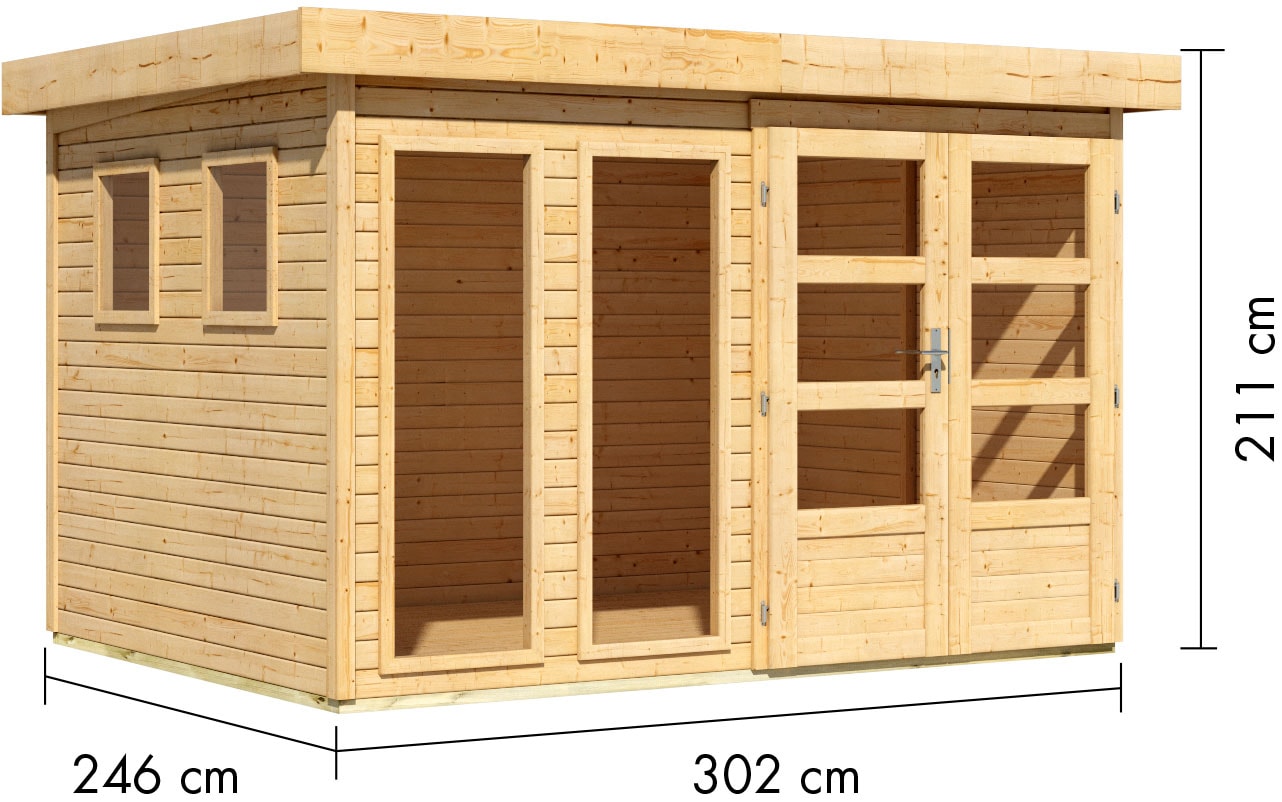 Karibu Gartenhaus »Langesee 5« aus hochwertiger nordischer Fichte mit wasserabweisender Profilierung
