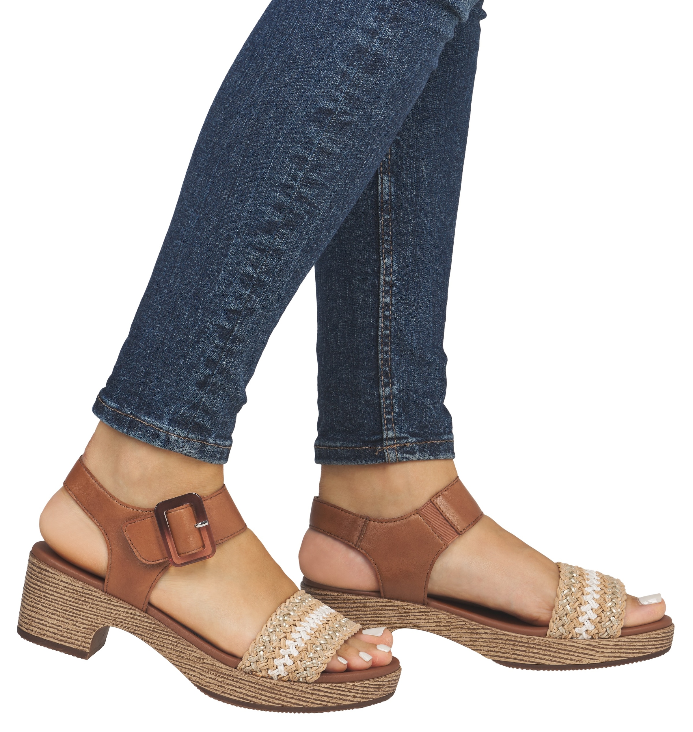 Remonte Sandalette, Blockabsatz, Plateau, Sandale, Sommerschuh mit Bandage in Bastoptik