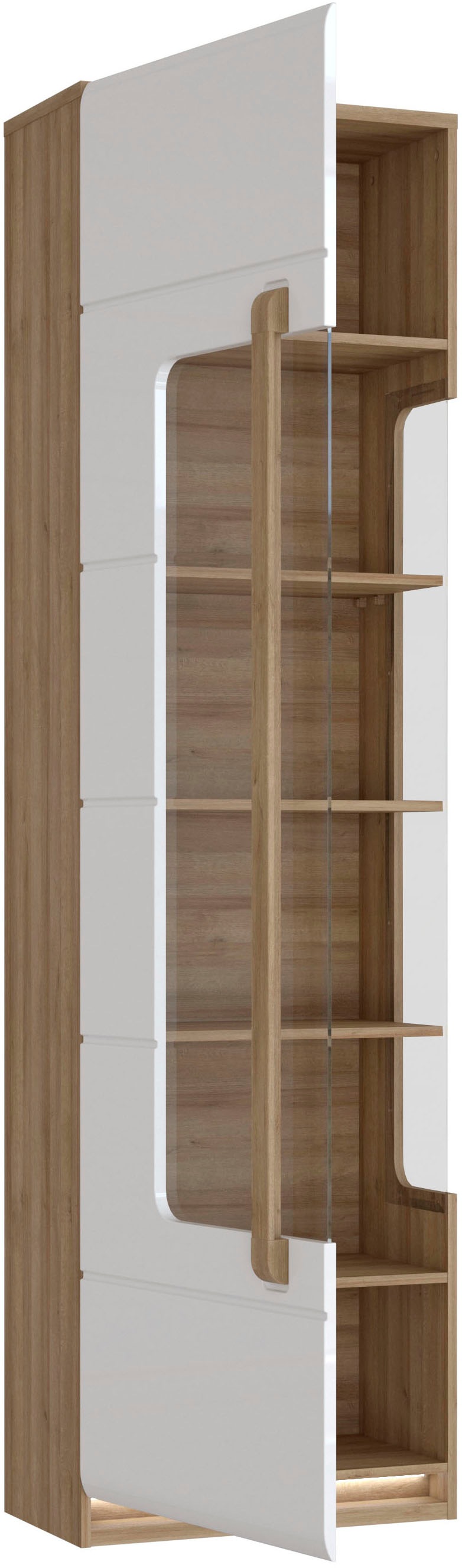 FORTE Vitrine »Attention«, (B/H/T 60,2/210/34,3 cm), Vitrine inkl. Beleuchtung, Höhe 210 cm, Soft Close, Glastüre