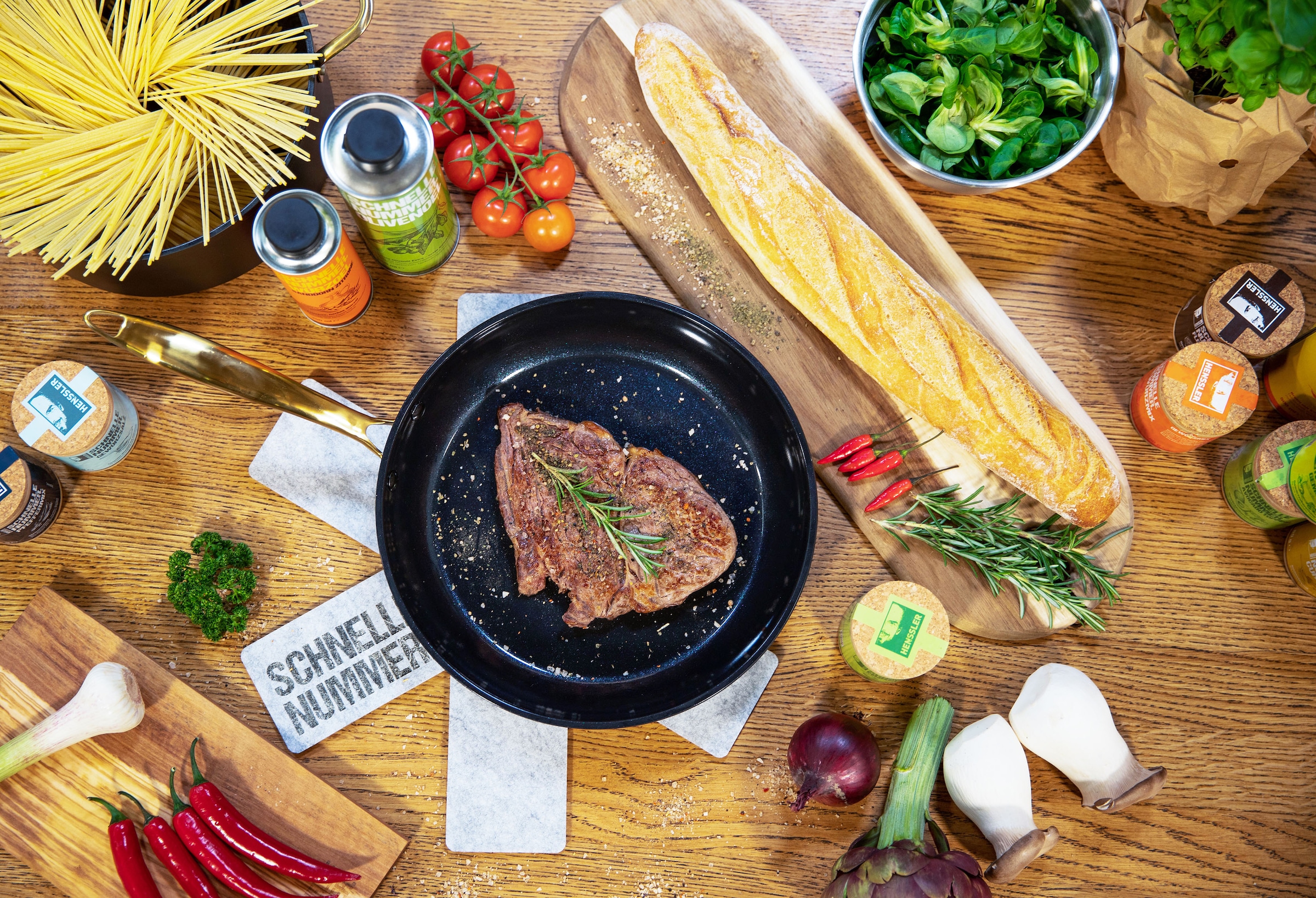 HENSSLERS Bratpfanne »HSN« Aluminium 1 Stk. tlg. BLACK CERAMIC Antihaftbeschichtung, goldener Edelstahlgriff, Induktion