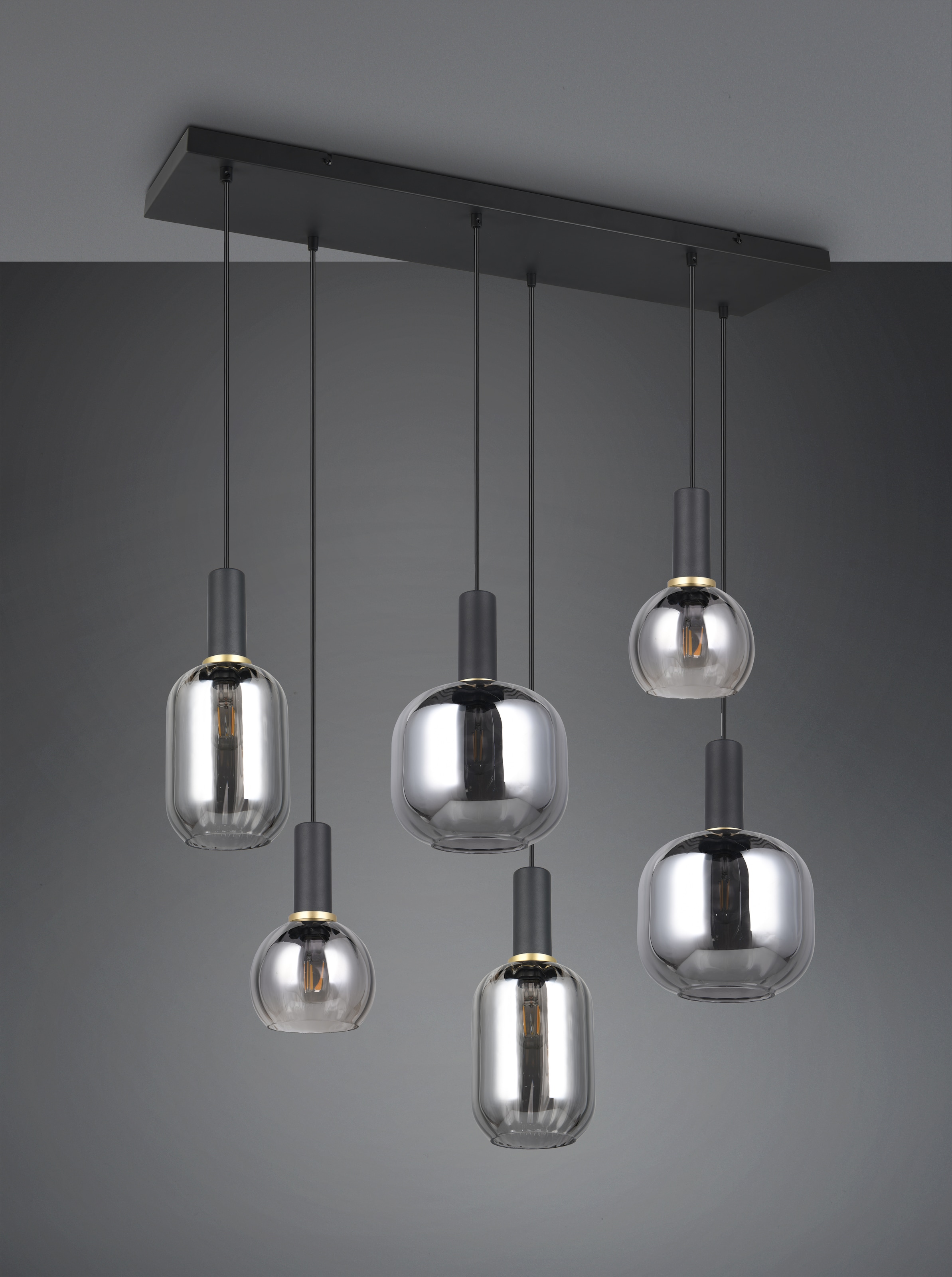 TRIO Leuchten Pendelleuchte »DIVA, E27 Hängelampe 6-flammig mit Glasschirm, exkl 6xE27 max 10W« E27 1 Stk. warmweiß - kaltweiß höhenverstellbar bis max 150cm Hängeleuchte 92x35 cm Wohnzimmer Küche