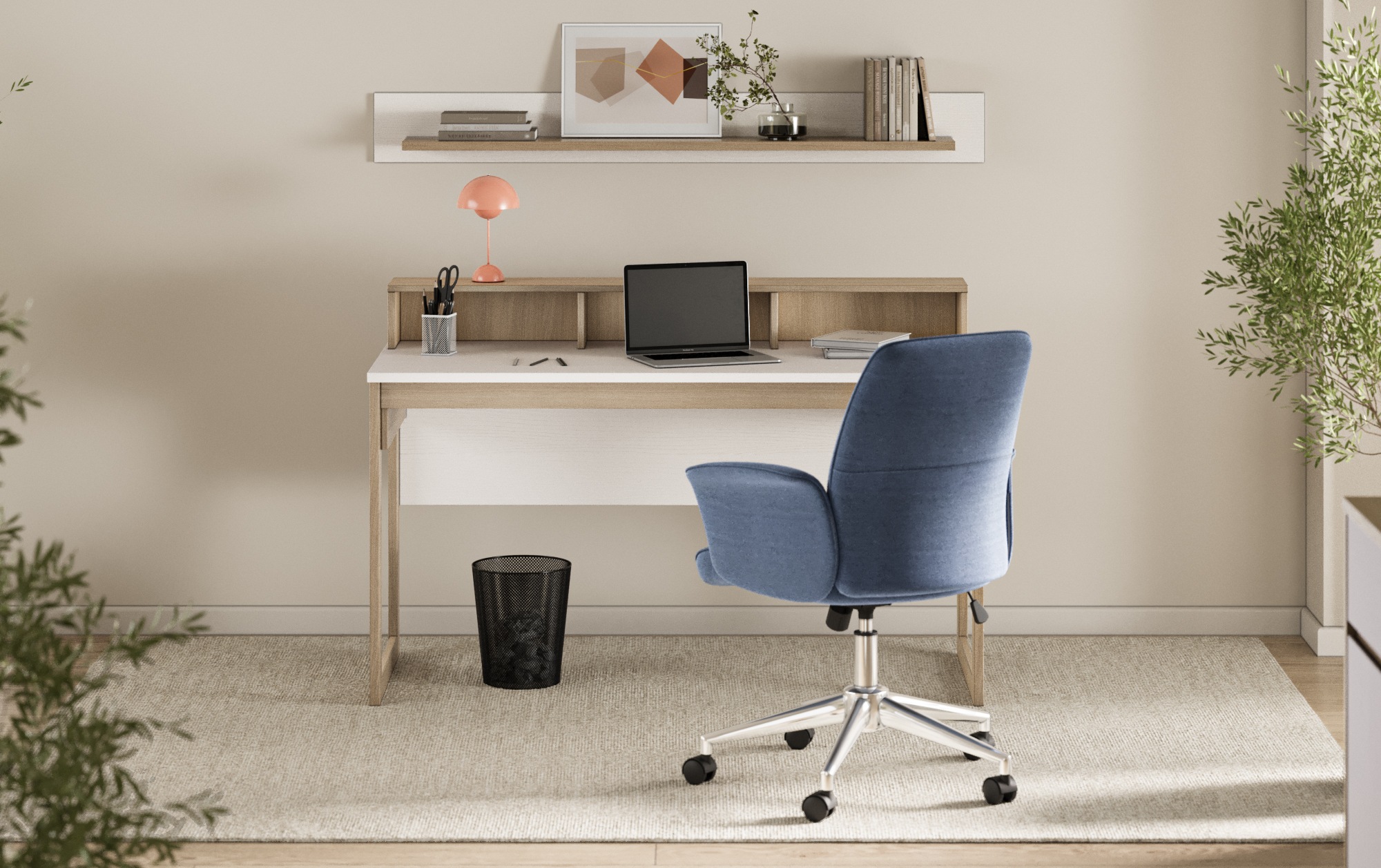 Home affaire Büromöbel-Set »Stranda im Scandi-Style, Home Office, Büro in zwei Farben verfügbar« 2 Stk. tlg. enthält Schreibtisch und Wandboard