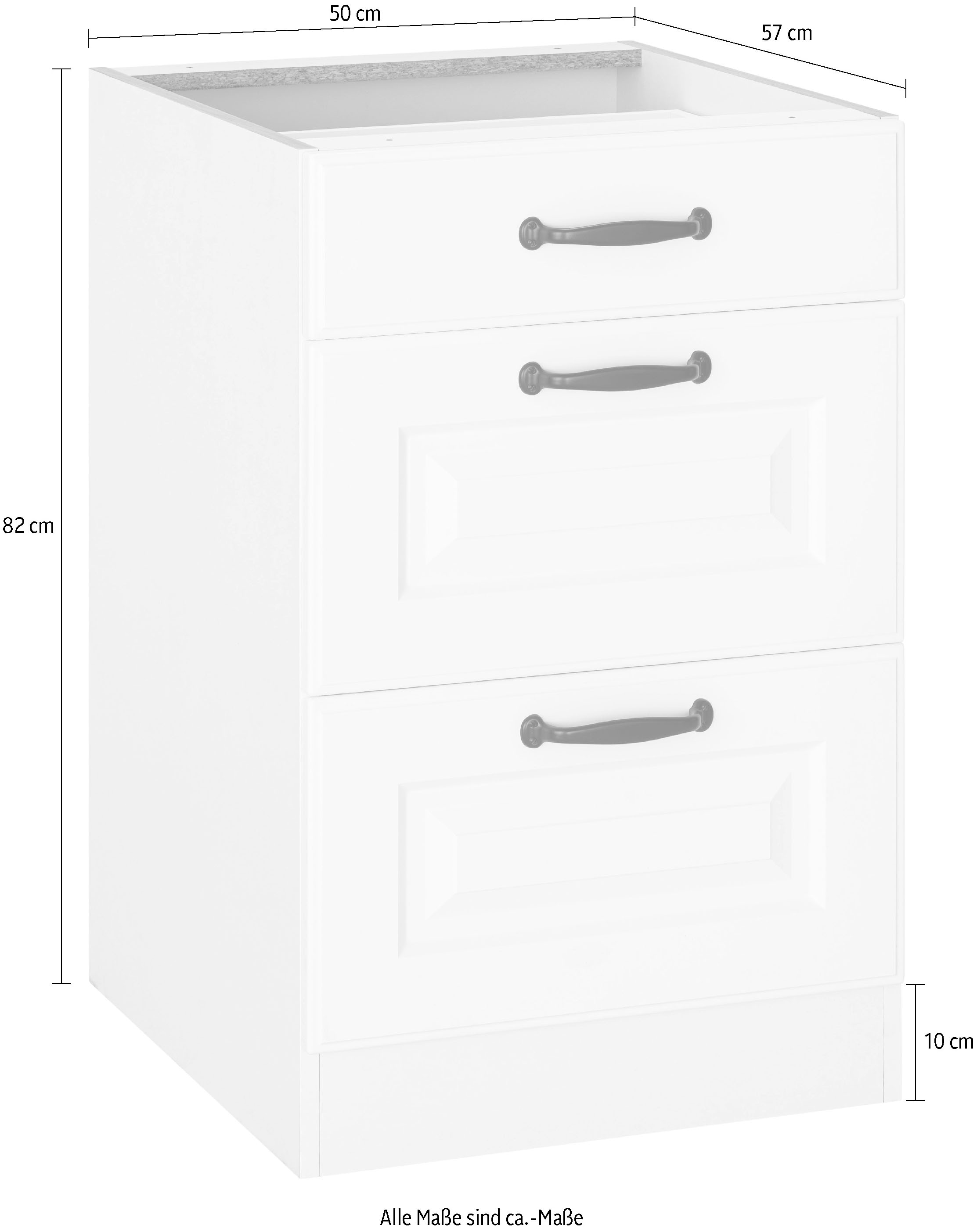 wiho Küchen Auszugsunterschrank »Erla«, 50 cm breit mit Kassettenfront, 2 großen Auszügen, ohne Arbeitsplatte