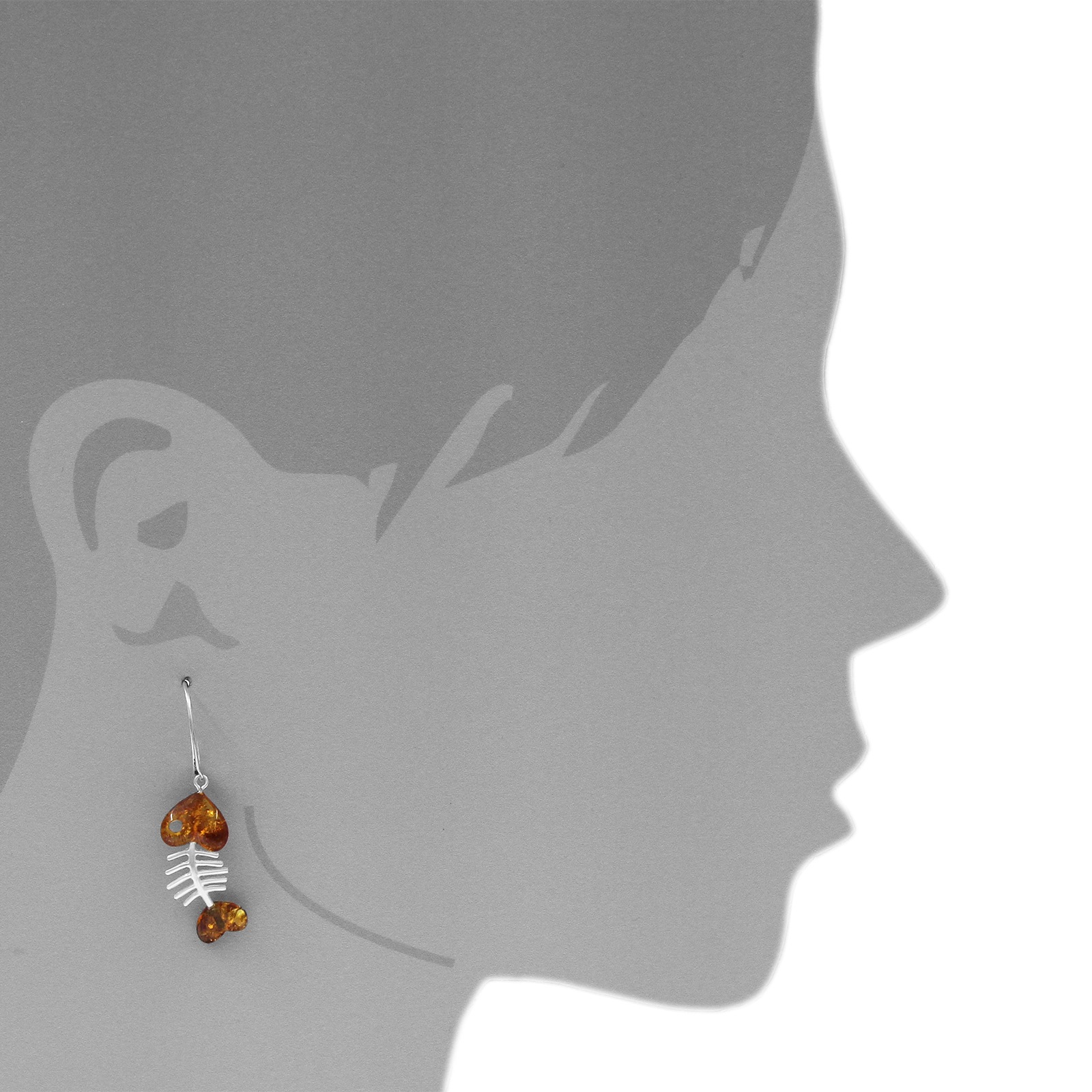 OSTSEE-SCHMUCK Paar Ohrhänger »- Fisch 30 mm - Silber 925/000 - Bernstein«