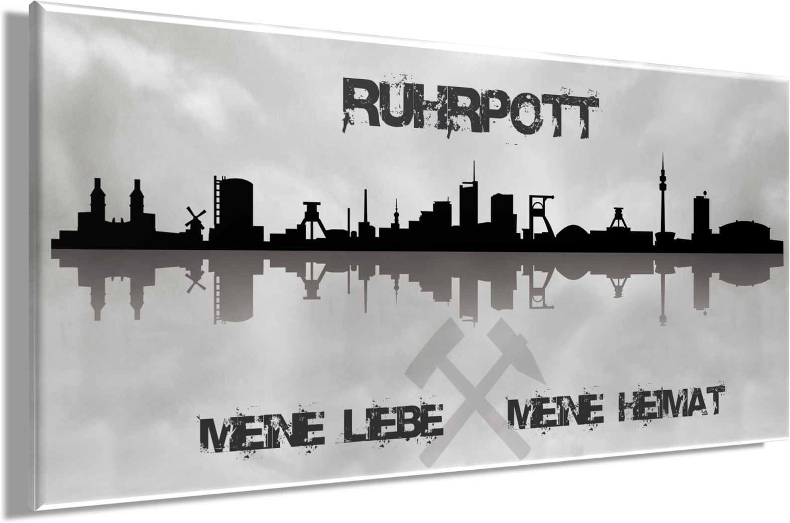 Bönninghoff Leinwandbild »Wandbild RUHRGEBIET 50x100 cm – Leinwandbild Keilrahmen Deko modern« Skyline | Sprüche & Texte | Stadt 1 Stk. tlg. auf Keilrahmen gespannt