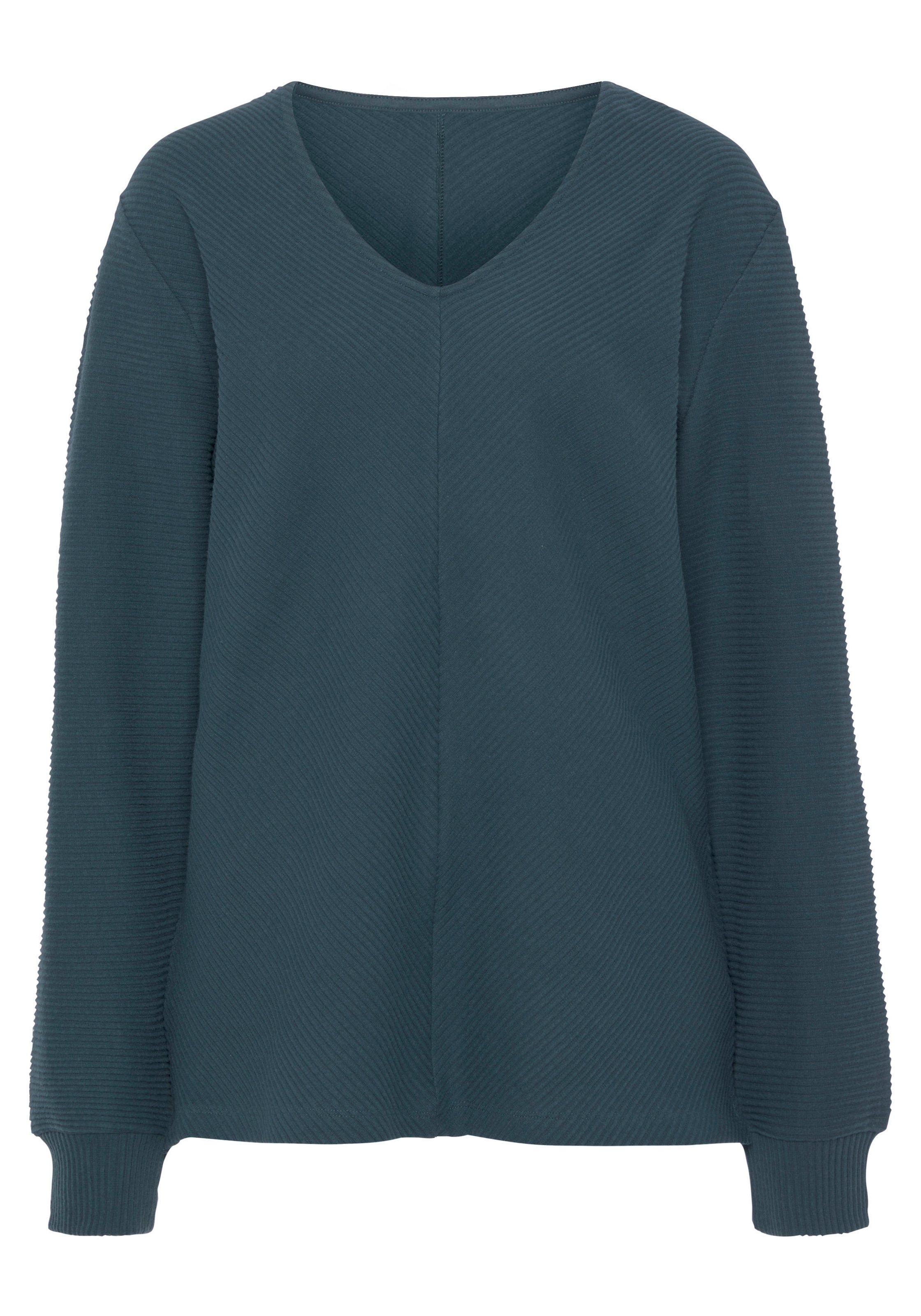 s.Oliver Sweatshirt »-Langarmshirt mit V-Ausschnitt«, und weiche Rippbündchen, Loungeanzug