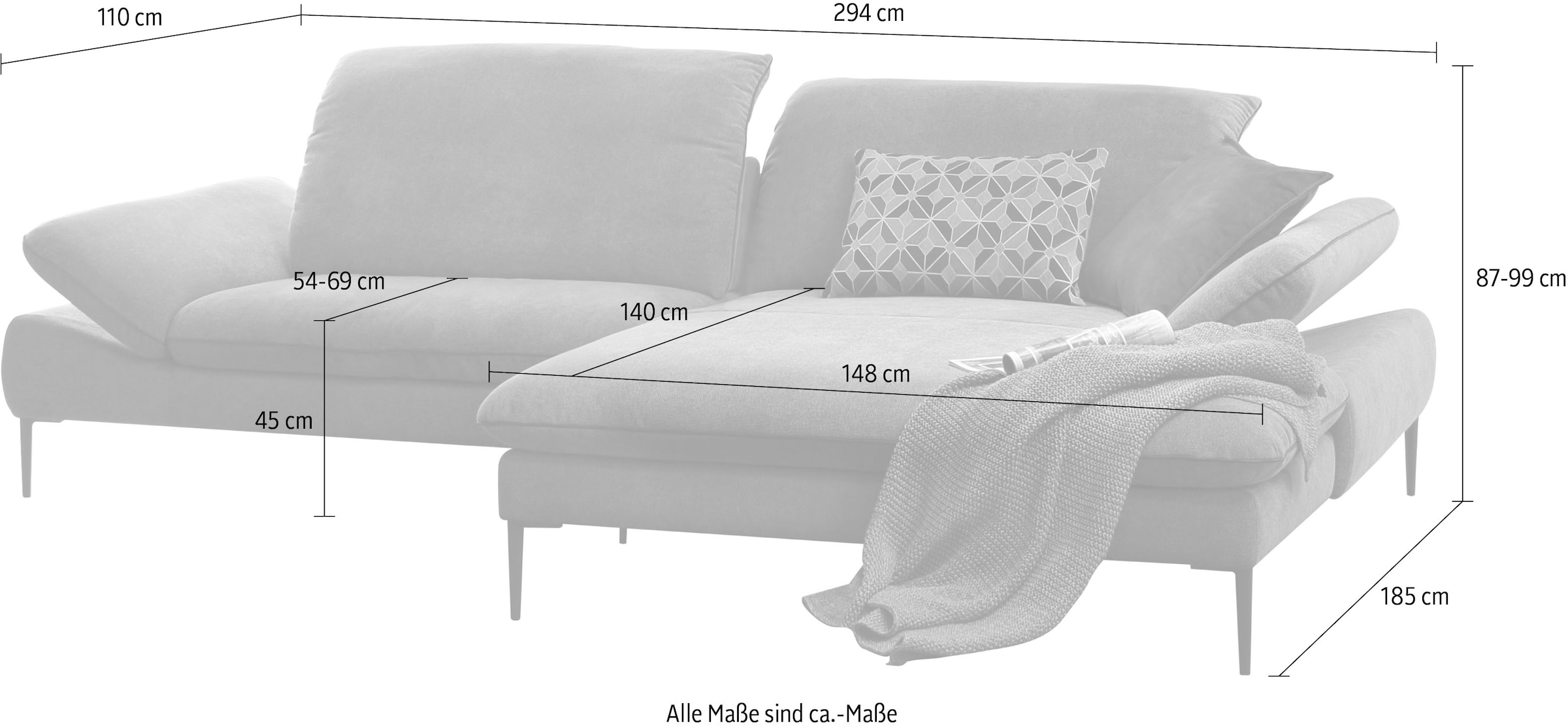 W.SCHILLIG Ecksofa »enjoy&MORE«, in Living coral, Füße schwarz pulverbeschichtet, Breite 294 cm