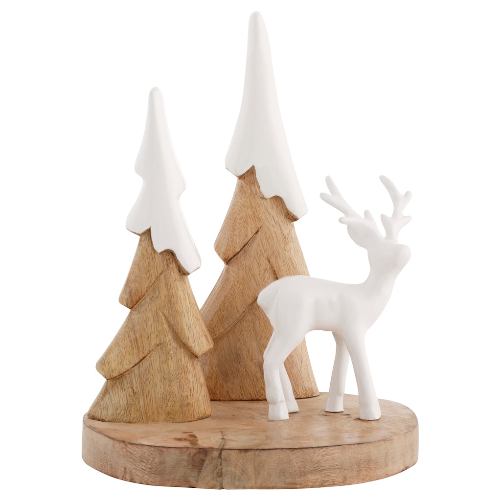 RIFFELMACHER & WEINBERGER Weihnachtsfigur »Elch an Bäumen mit Schneedach, Weihnachtsdeko«