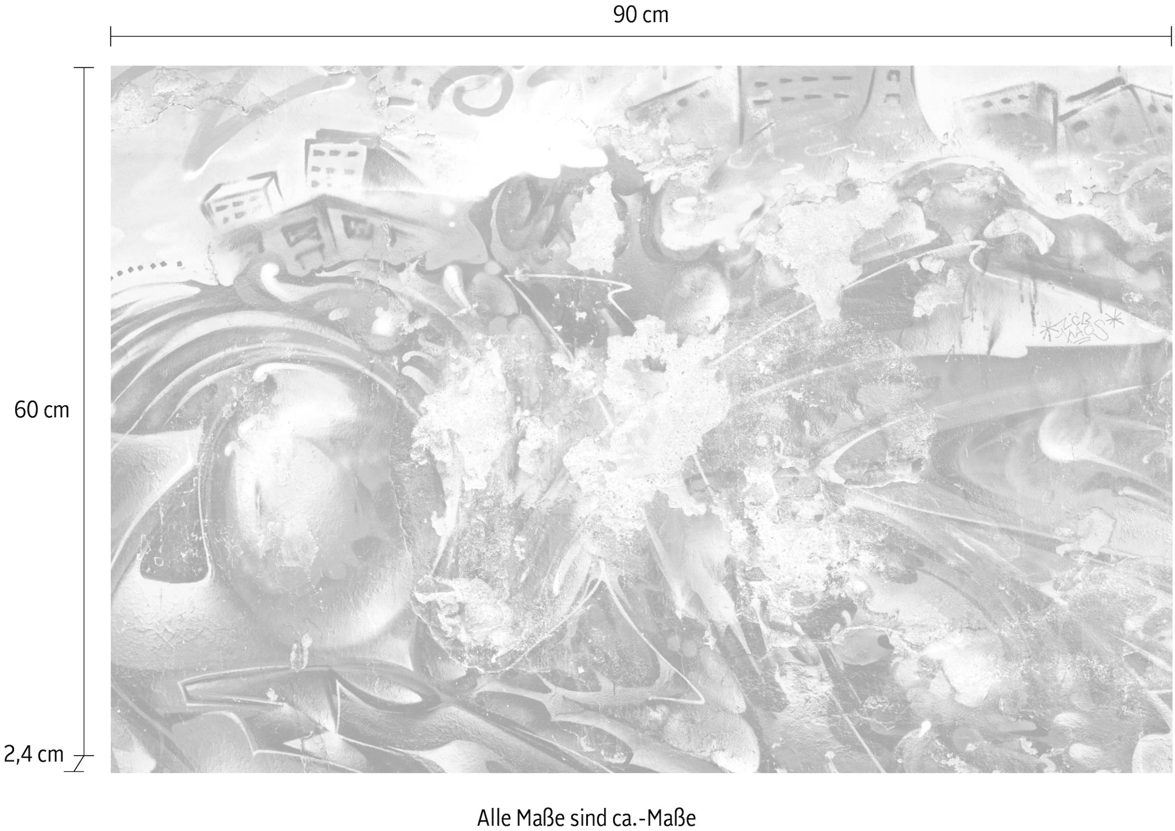 queence Acrylglasbild »Kunstwerk«, Abstrakt-Kunst-Gebäude-Graffiti, Fine Art-Print in Galeriequalität