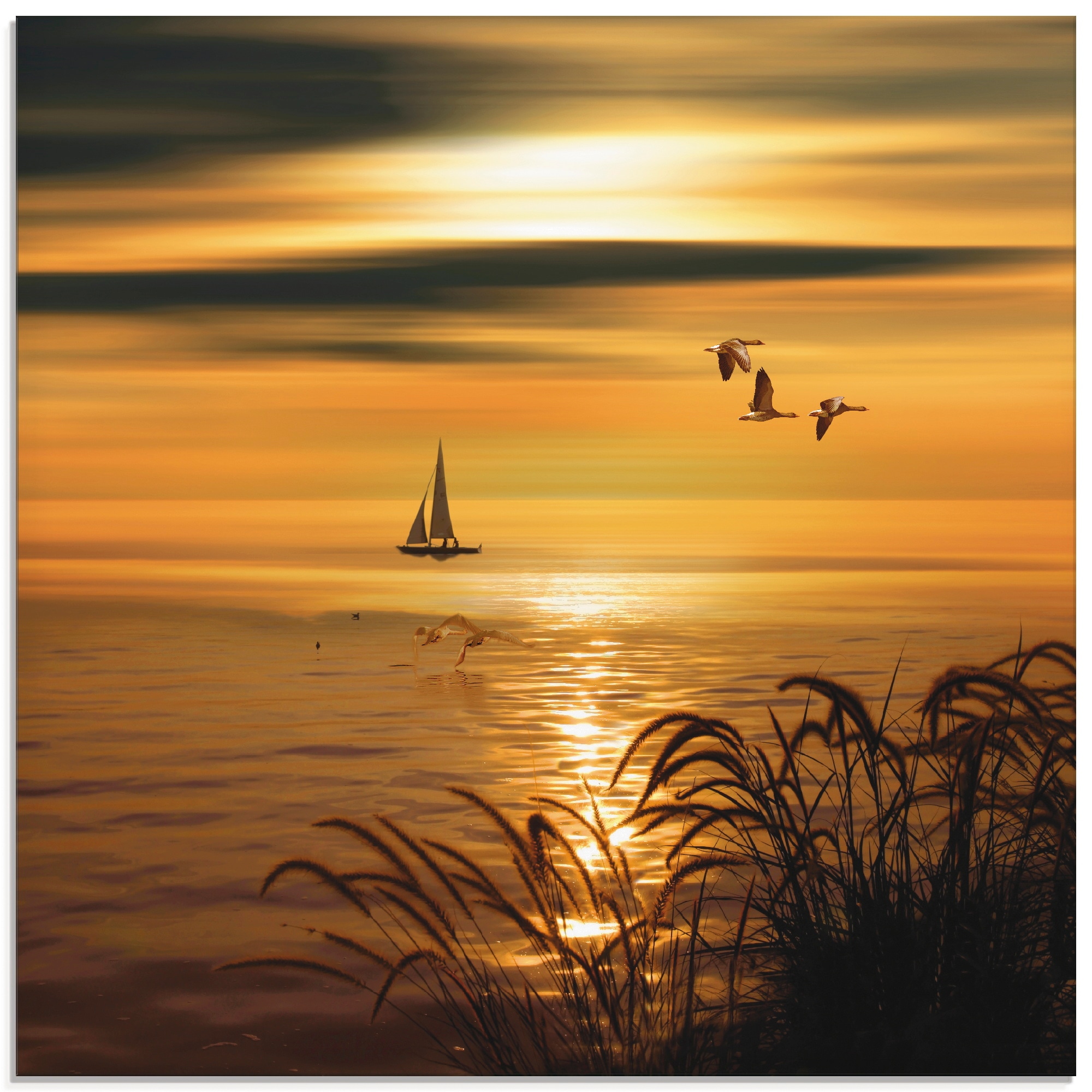 Artland Glasbild »Goldene See Impressionen«, Gewässer, (1 St.), in verschiedenen  Größen bequem bestellen