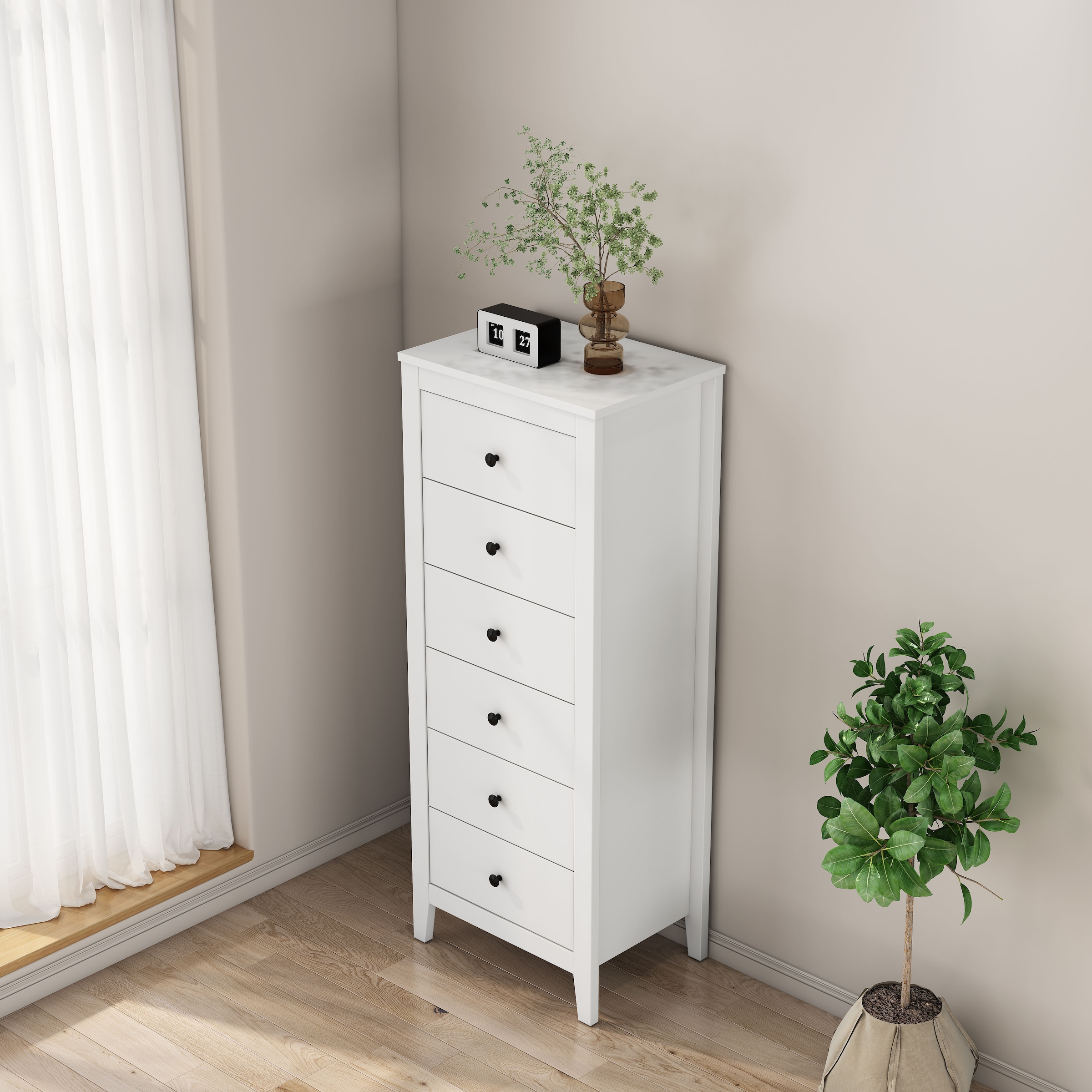 OTTO home Kombikommode »Borkum Sideboard Anrichte mit 6 Schubladen Landhaus weiß Bestseller« hochwertige Griffe aus Metall, 