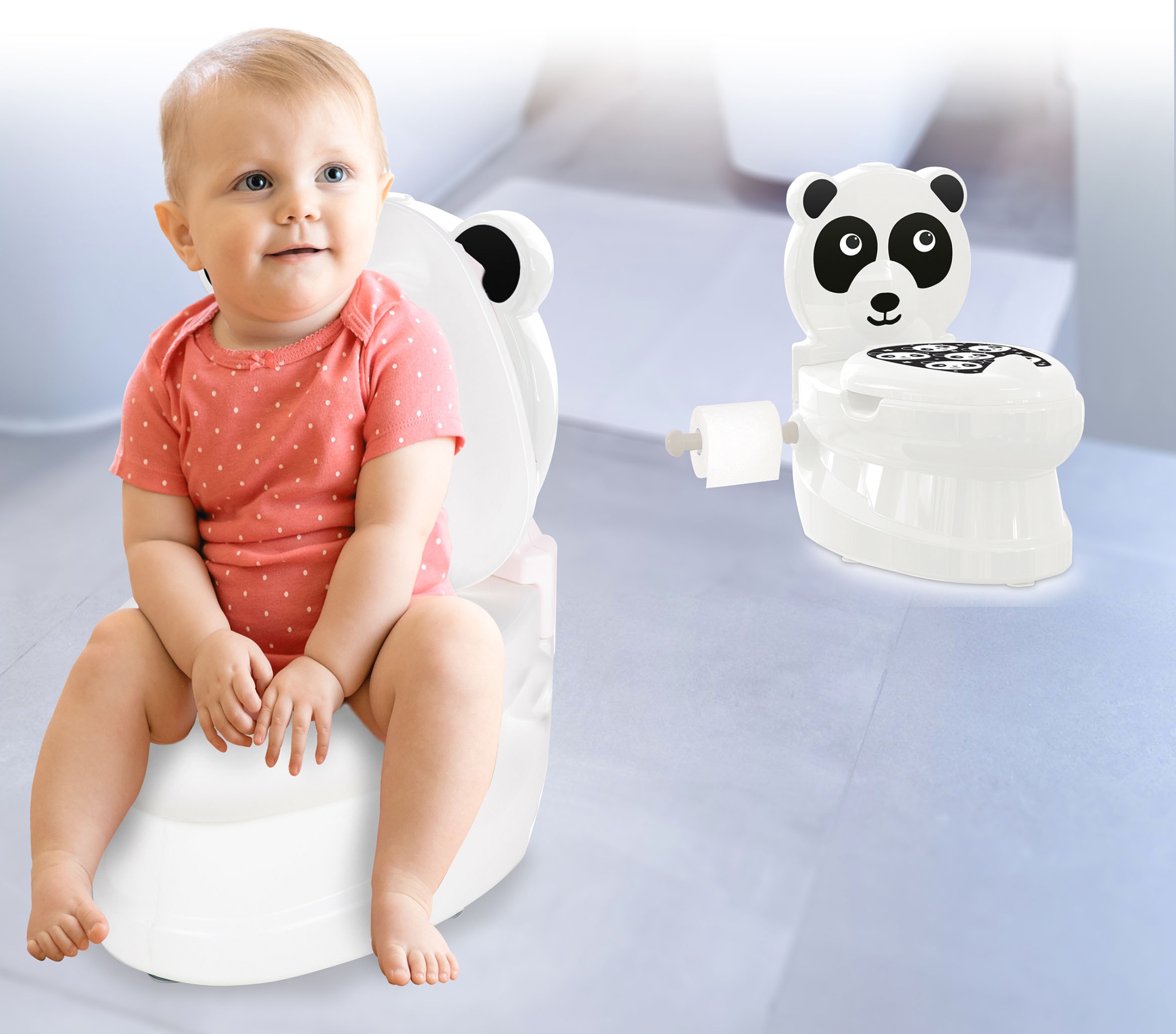 Jamara Toilettentrainer mit »Meine kleine Toilette, bei und Toilettenpapierhalter Spülsound Panda«