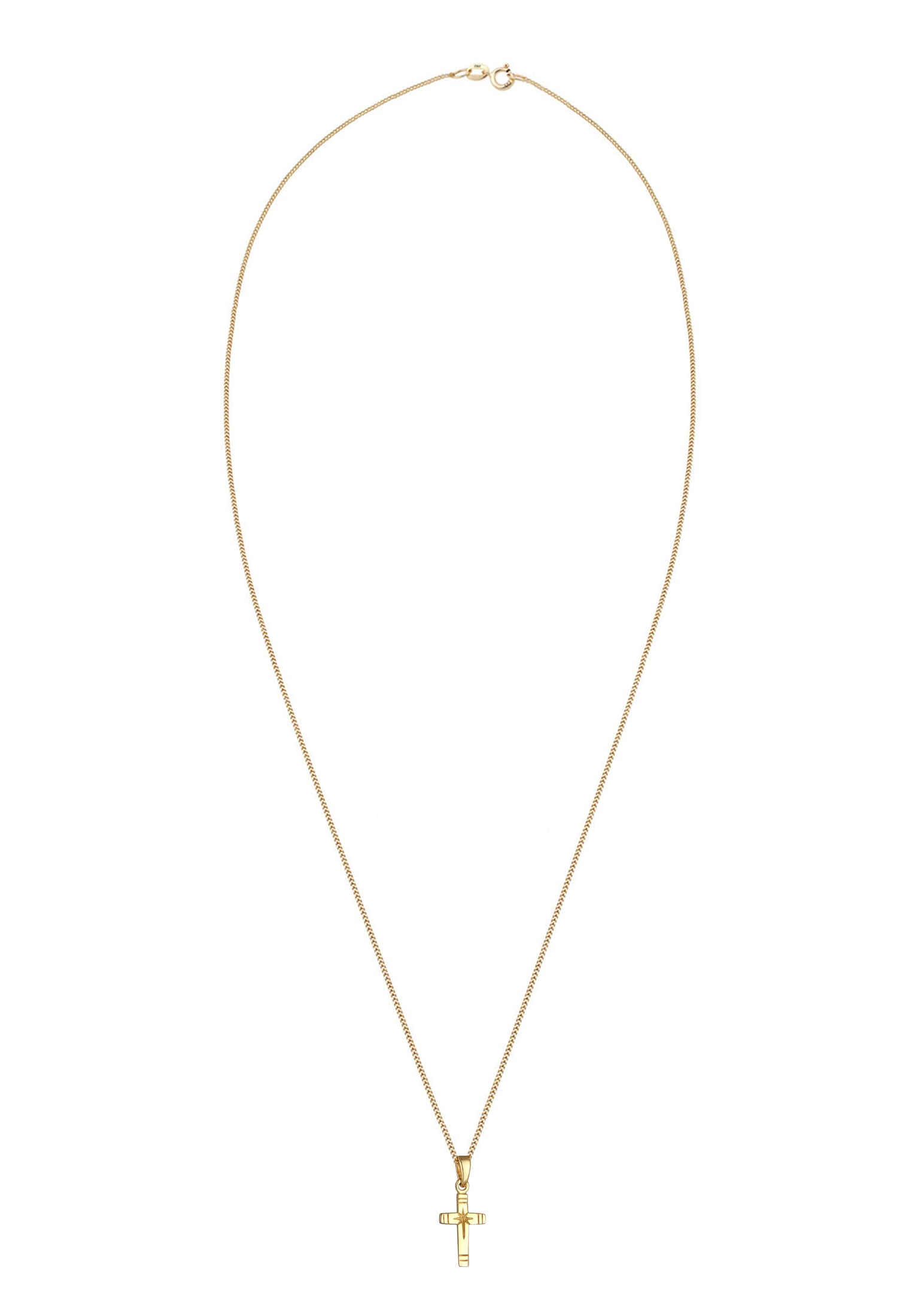 Elli Premium Kette mit Anhänger »Halskette Kreuz Anhänger 585 Gelbgold«