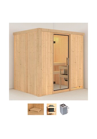 Karibu Sauna »Bedine«, (Set), 4,5-kW-Ofen mit integrierter Steuerung kaufen