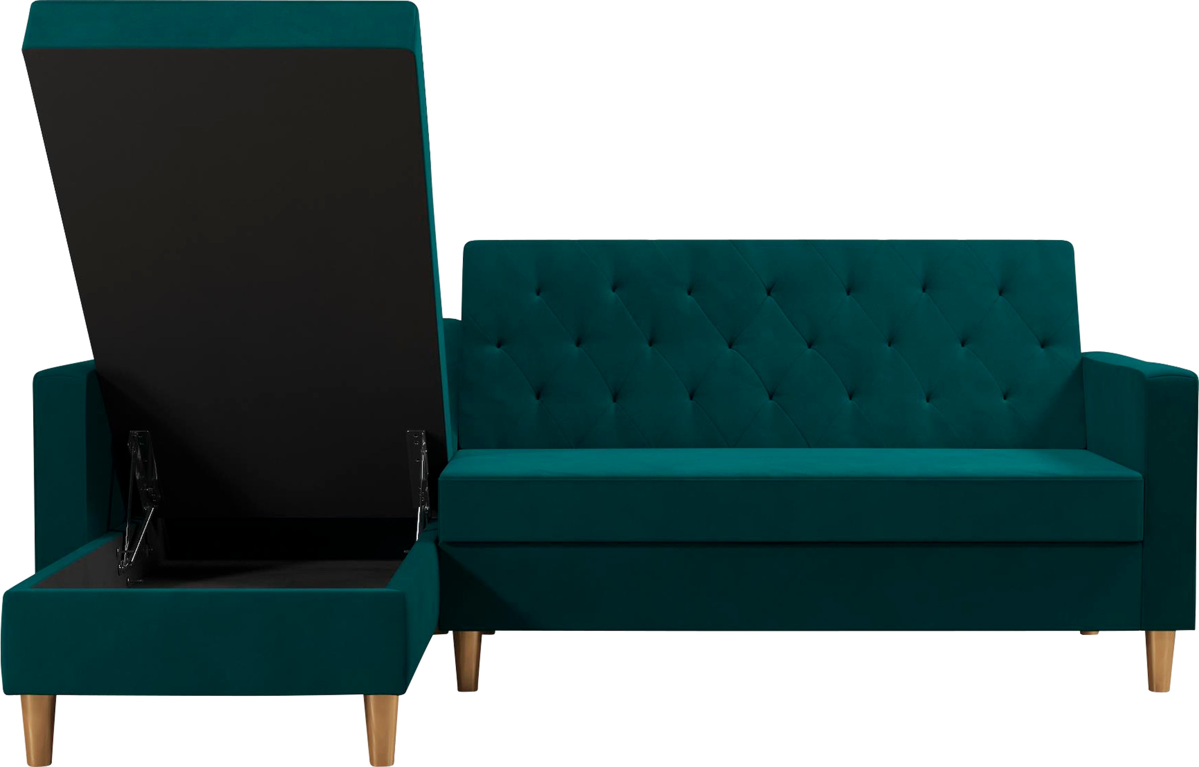 Dorel Home Ecksofa »Liberty, L-Form,« mit Schlafffunktion, Recamiere beidseitig montierbar, Sitzhöhe 43 cm