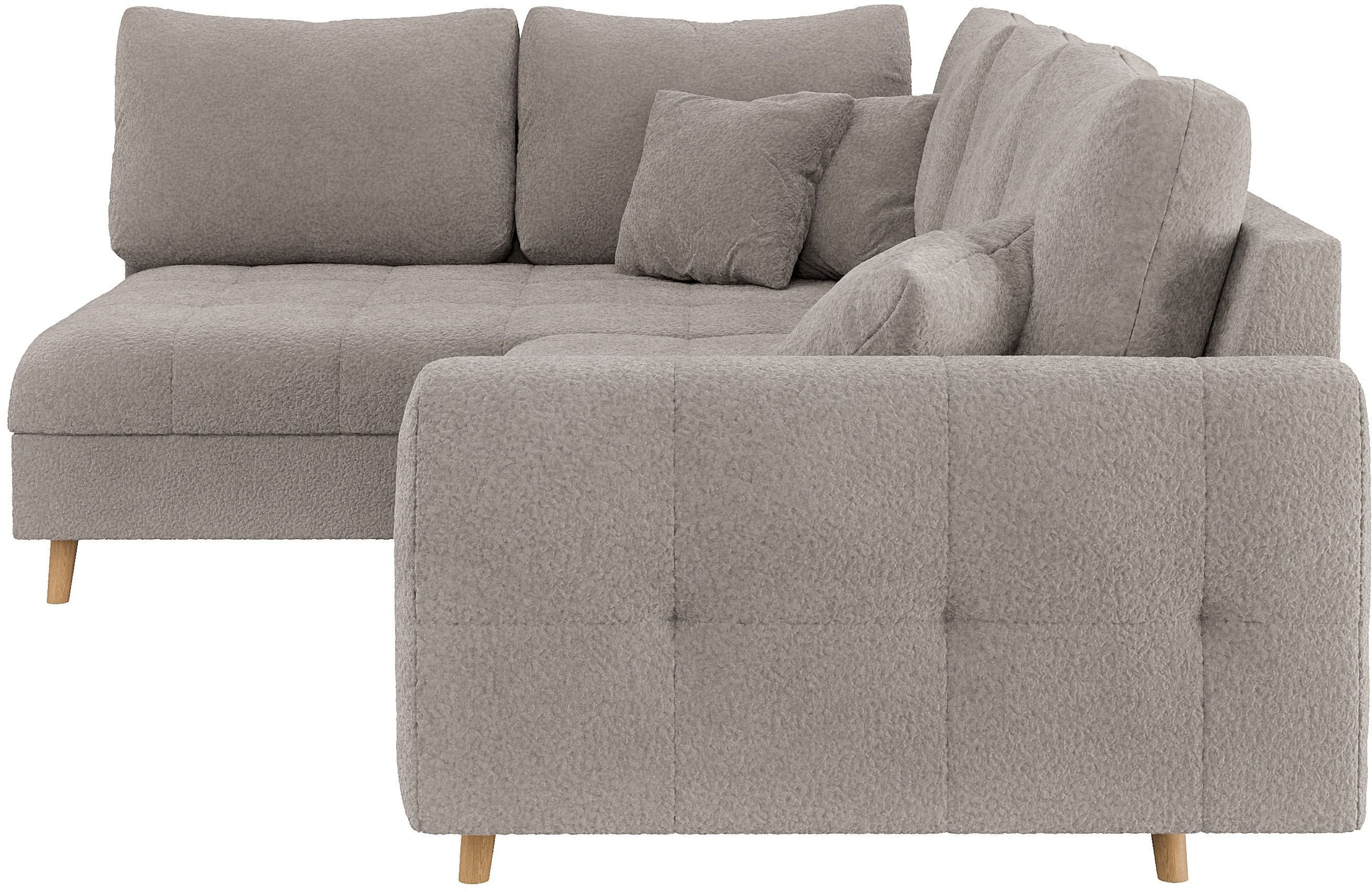 Home affaire Ecksofa »CHARRE L-Form mit Ottomane, Maße B/T/H: 231/161/81 cm«, feine Steppung, lose Rücken- und Zierkissen, auch in Cord und Bouclé