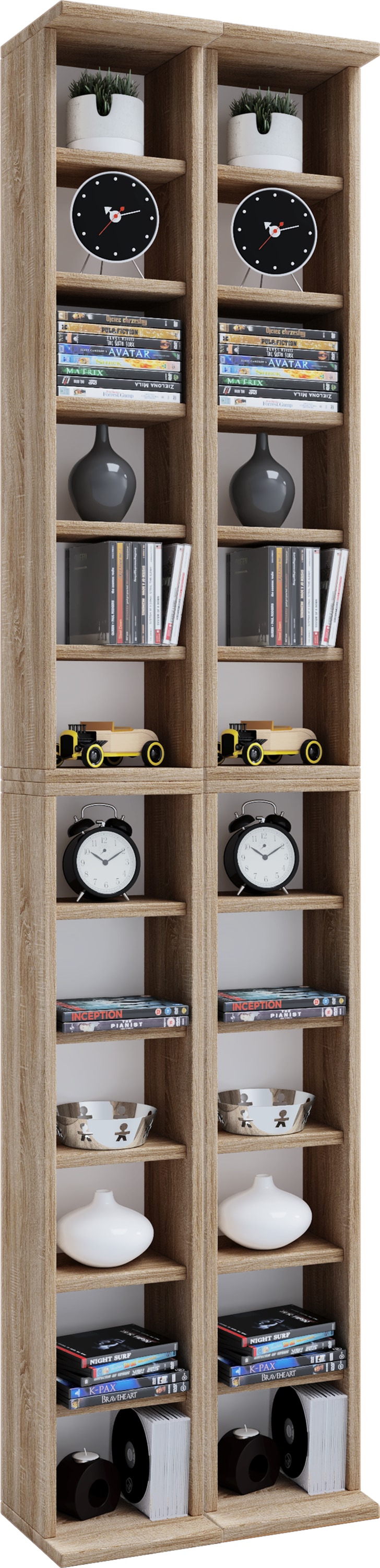 Ebuy24 - Etagère cd/dvd média Almera h. 183 x l. 42 x p. 20 cm Sonoma Eiche (Sägerau)