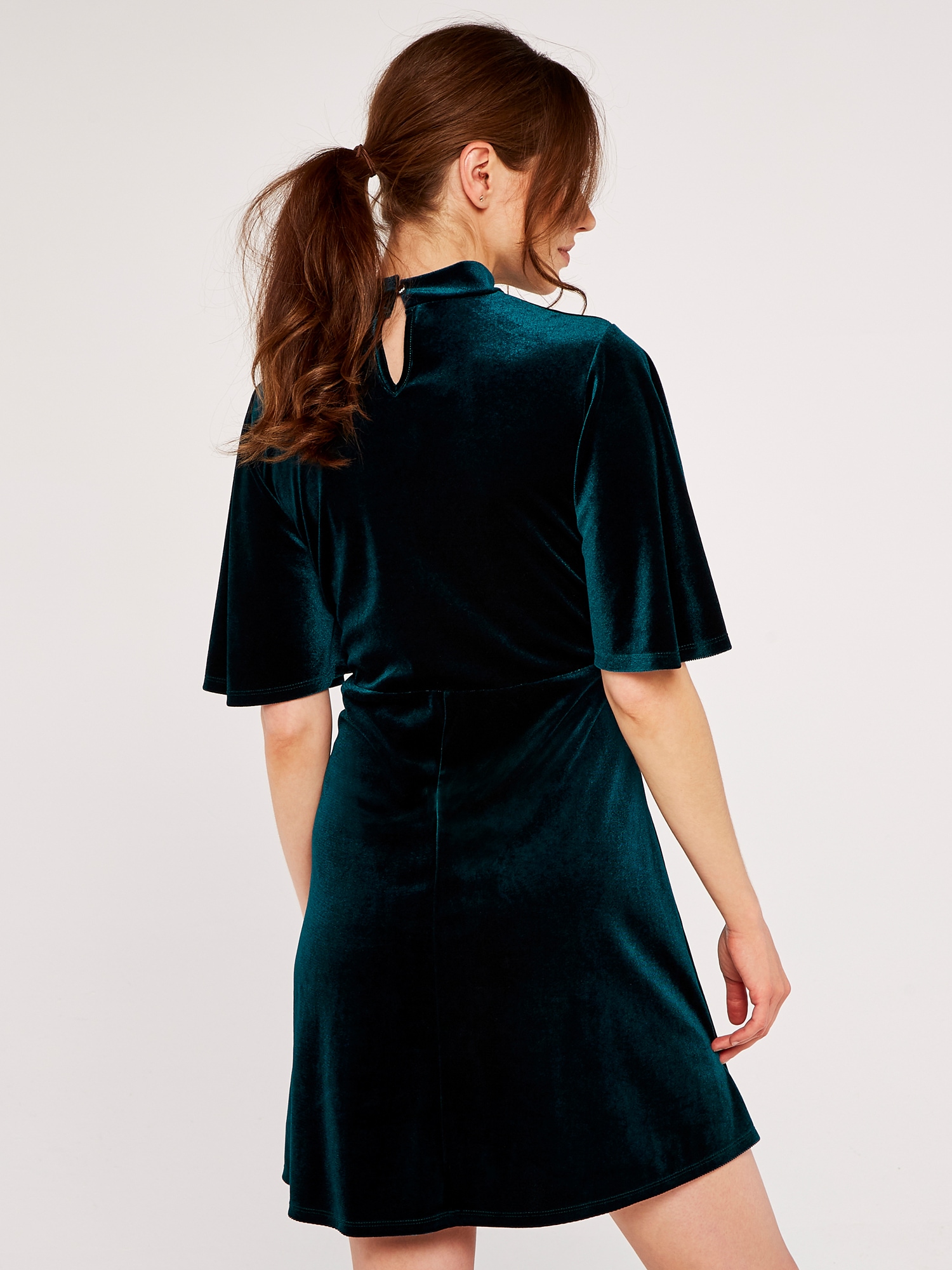 Apricot Minikleid »Samtminikleid« mit weiten Ärmeln