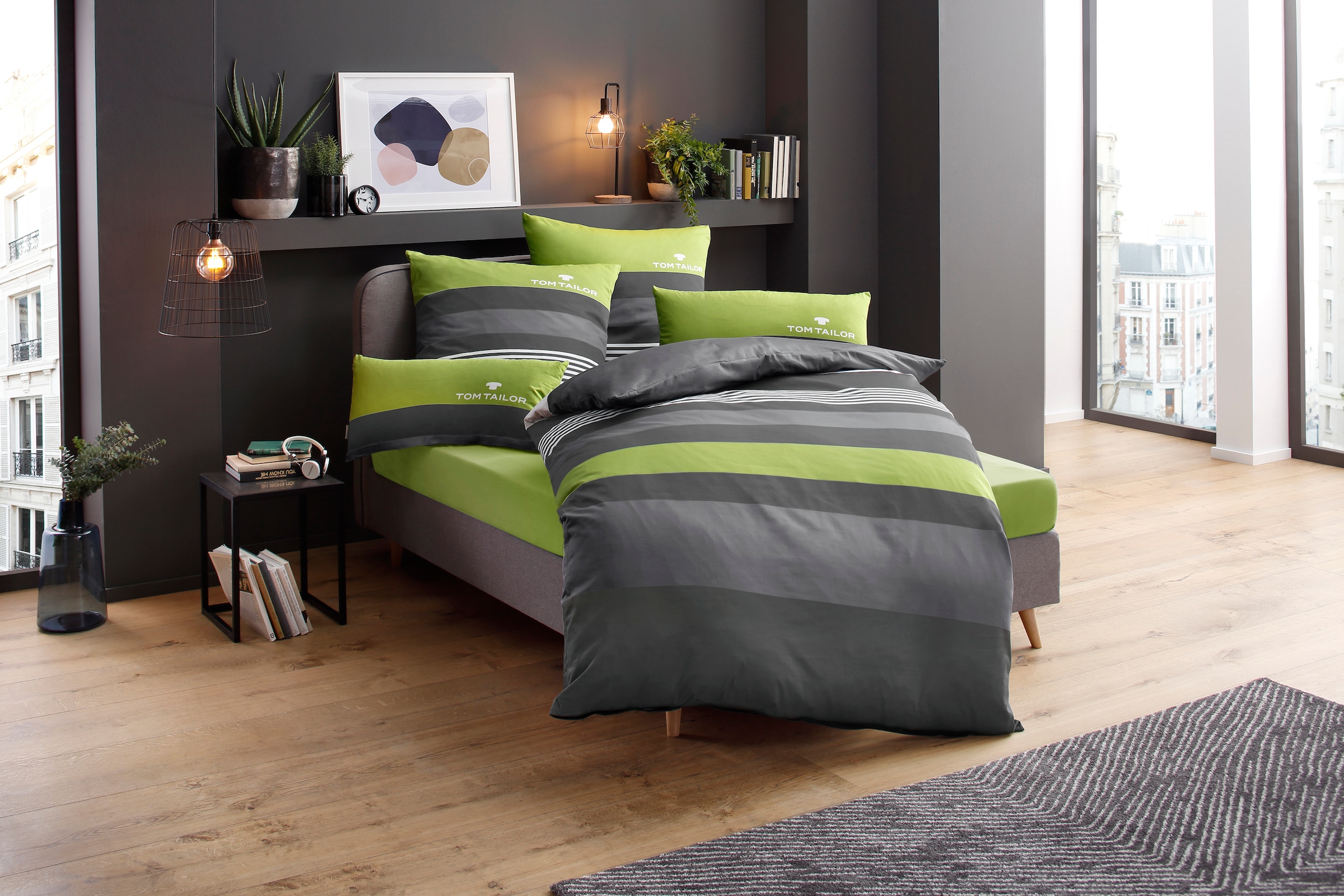 TOM TAILOR HOME Bettwäsche »Carl in Gr. 135x200 oder 155x220 cm«, mit GRATIS-Zugabe: Spannbettlaken, 100% Baumwolle, mit Reißverschluss