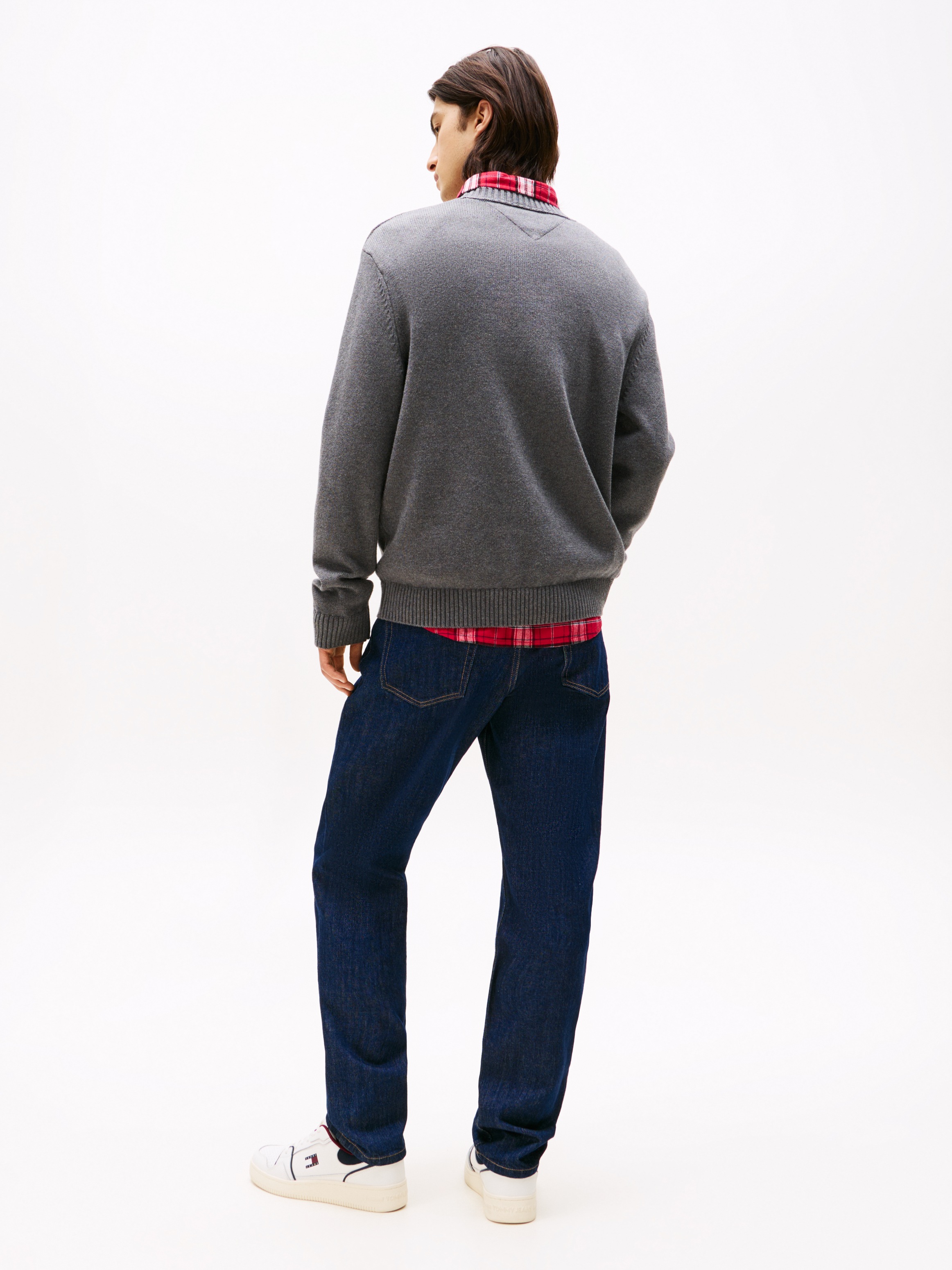 Tommy Jeans Strickpullover »TJM MELANGE FLAG SWEATER«, Regular Fit, Rundhals Retro Flag Classic