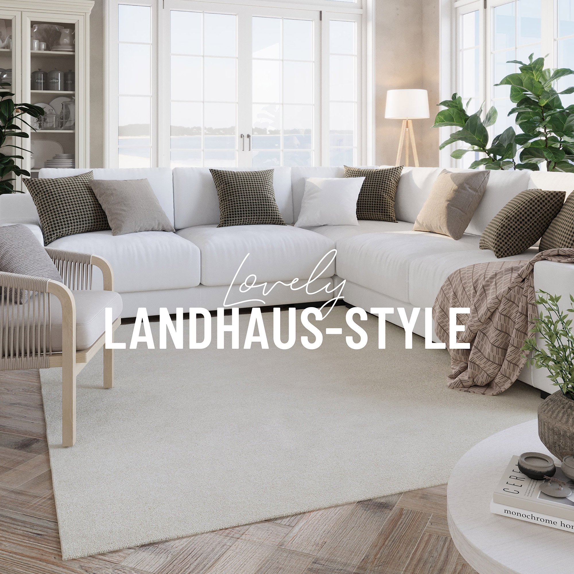 Wecon home Wollteppich »Hamptons FORTYTHREE«, rund, 20 mm Höhe, Schurwolle, Kurzflor, Wohnzimmer, Schlafzimmer, elegant, robust